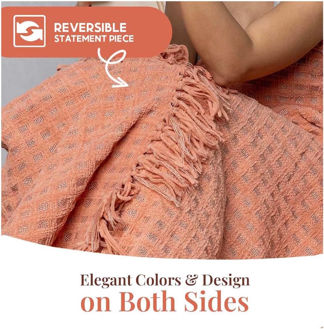 Folkulture 50"X 60" Chennile Throw - Cozy Blush
