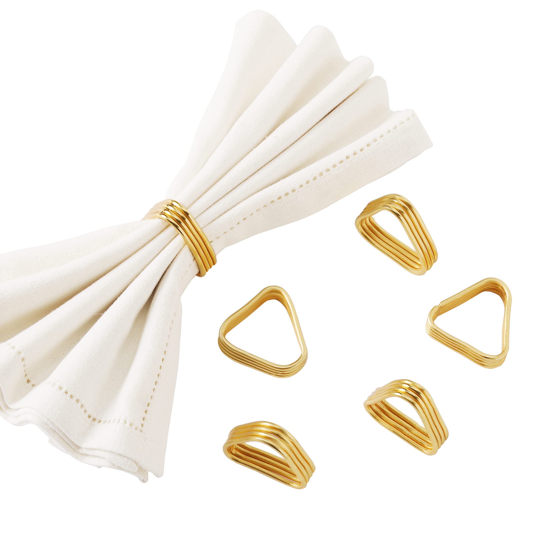 Folkulture Set of 6 Gold Triangle Napkin Ring