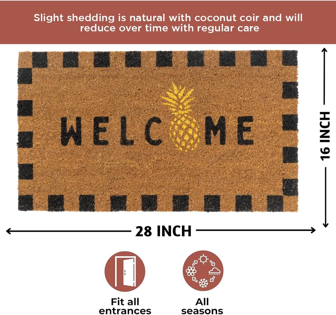 Folkulture Welcome Mats Outdoor | (16 X 28) Eco Friendly Doormats for Front Door Outdoor | Welcome Matt or Doormat for Home Entrance | Durable & Anti Slip Coir Door Mats or Rug | Summer Outdoor Decor
