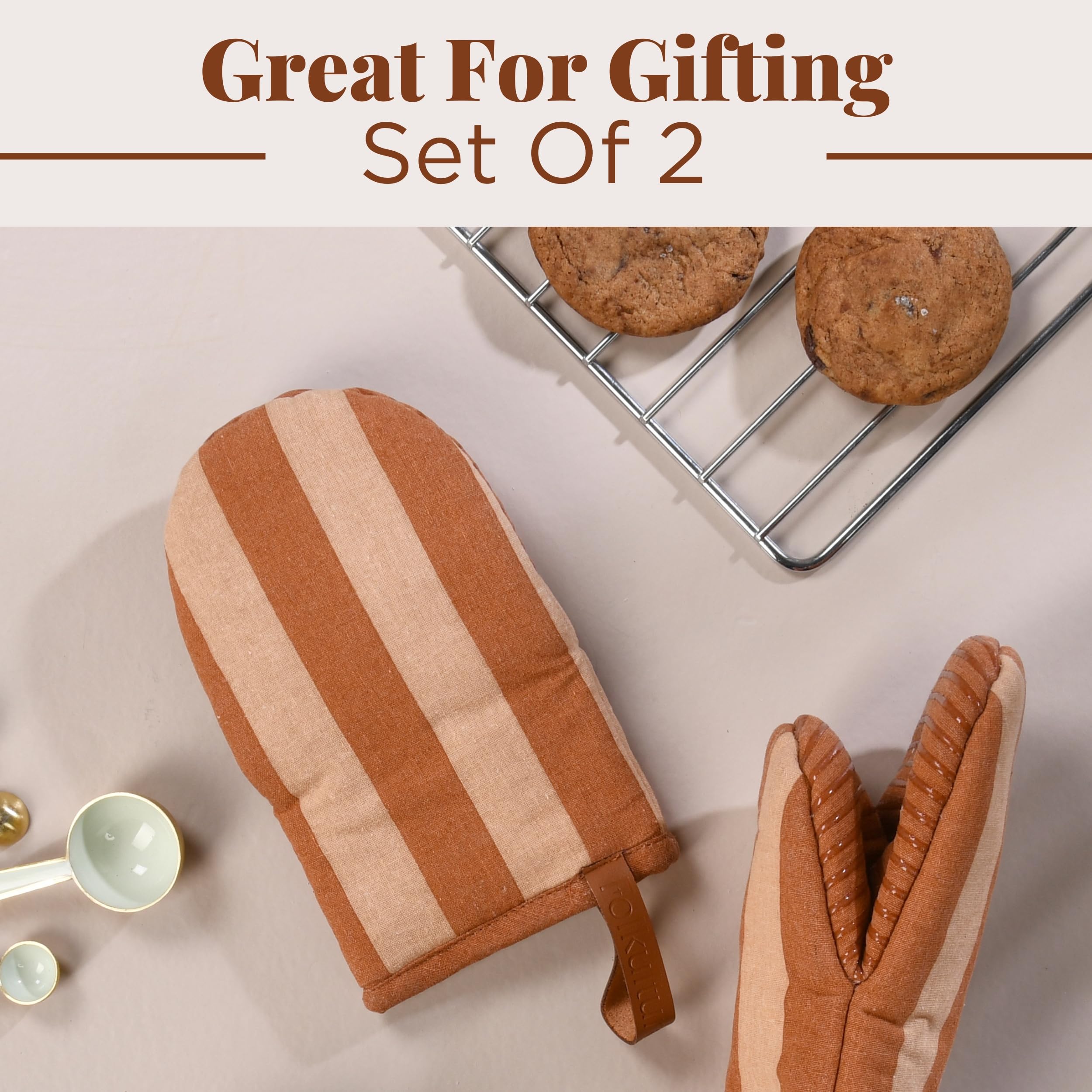 Folkulture Mini Mitts 100% cotton with Silicon - Caramel