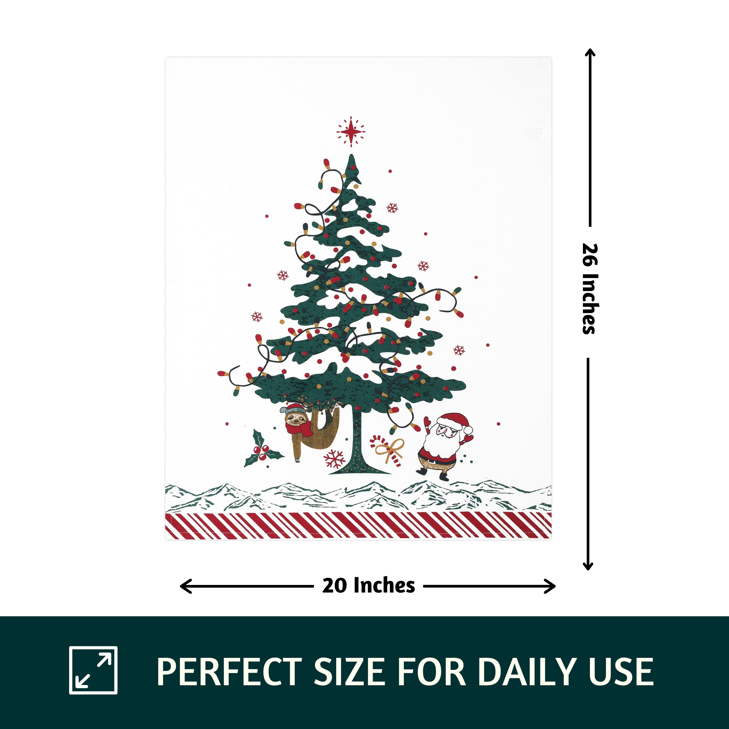 Folkulture Christmas Kitchen Towels Set of 3 for Christmas Decor, 26x20 Boho Tea Towels or Dish Towels Decorative, 100% Cotton Hand Towel for Farmhouse Décor, for Women or Mom, Get Lit