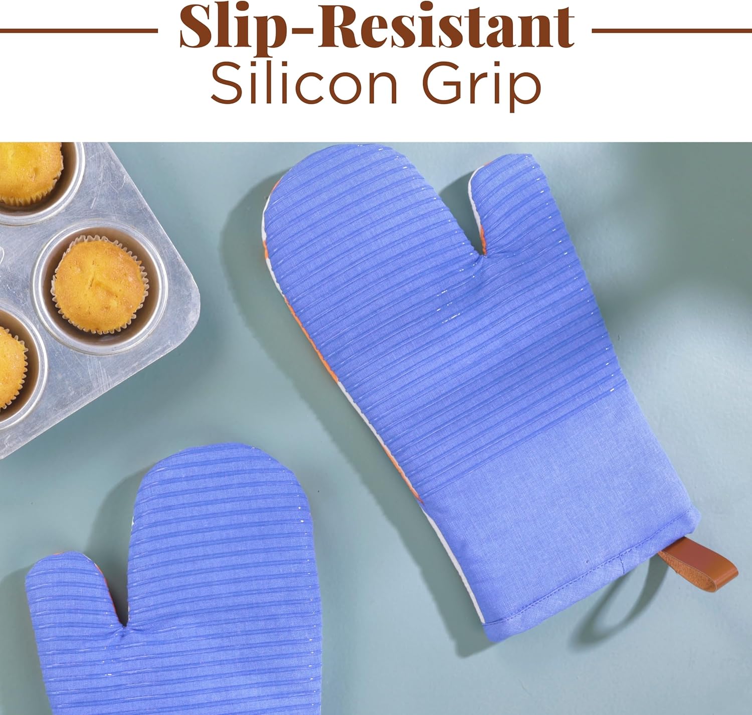 Folkulture Oven Mitts Heat Resistant 12"x 5.5" | Silicone Oven Mitts |100% Cotton Oven Mits/Glove Set  - UrbanGrid