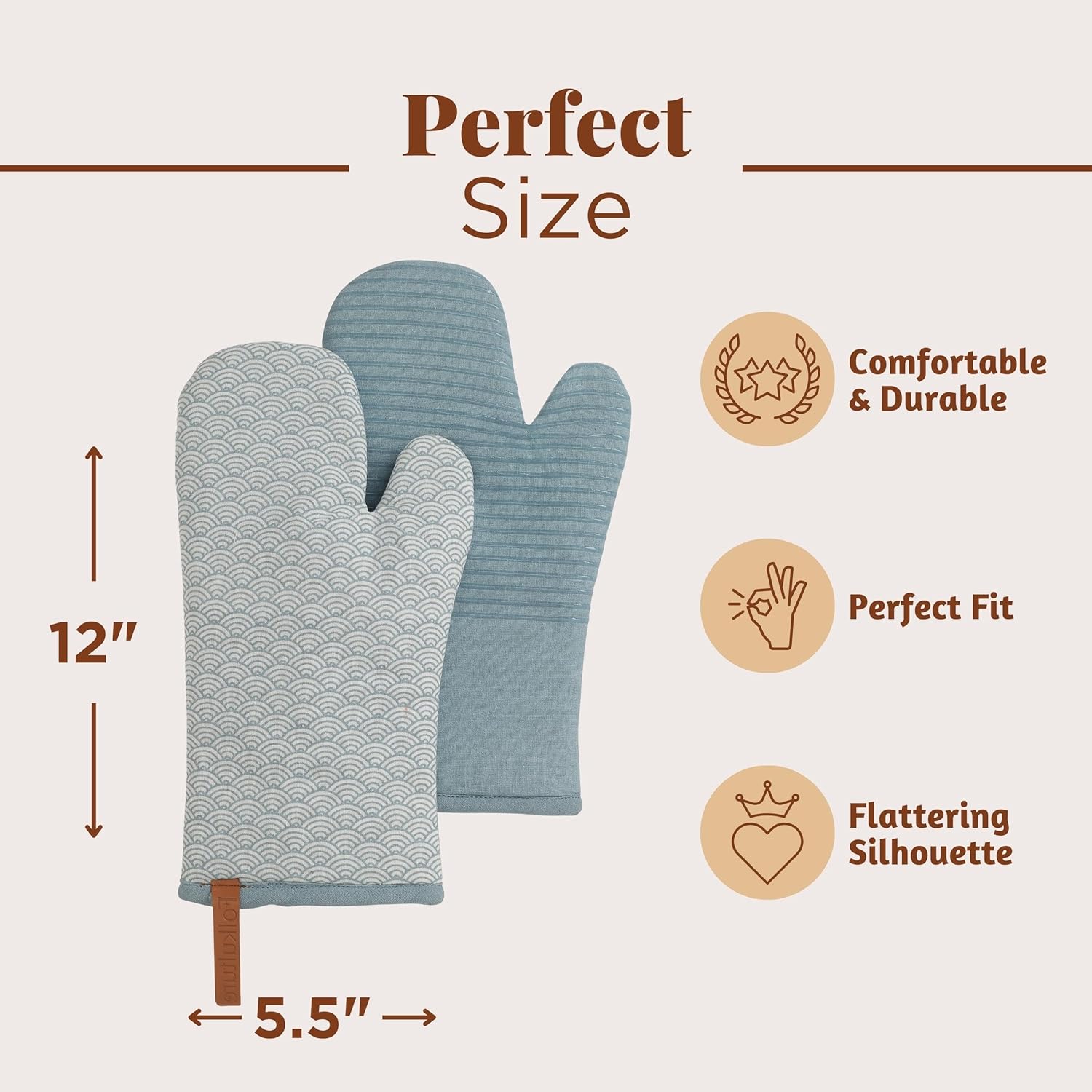 Folkulture Oven Glove 100% cotton with Silicon - Sea Angel