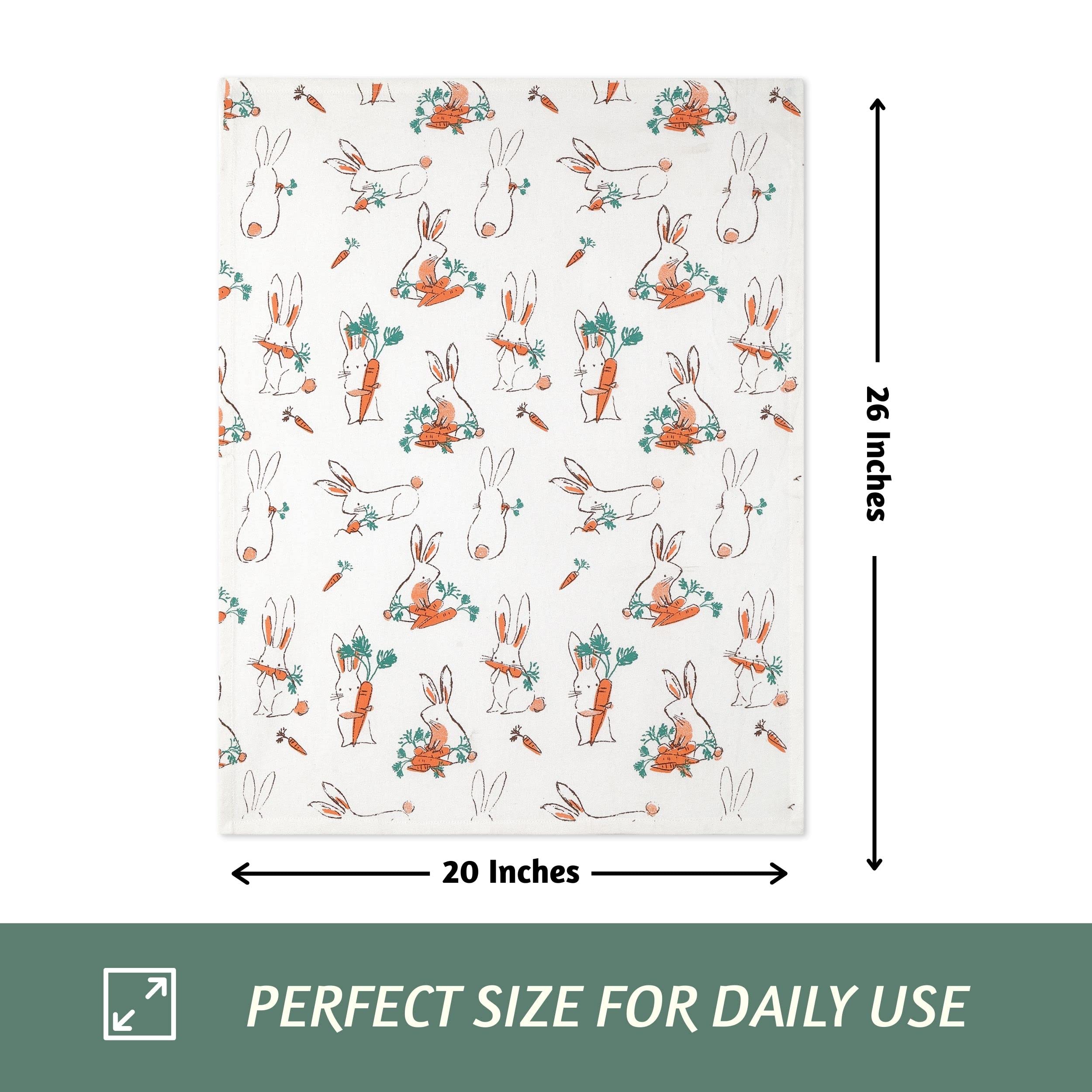 Folkulture Easter Kitchen Towels Set of 3 | 100% Cotton Dish Towels with Hanging Loop | Decorative Tea Towels for Easter Kitchen Decor (Easter Bunny)