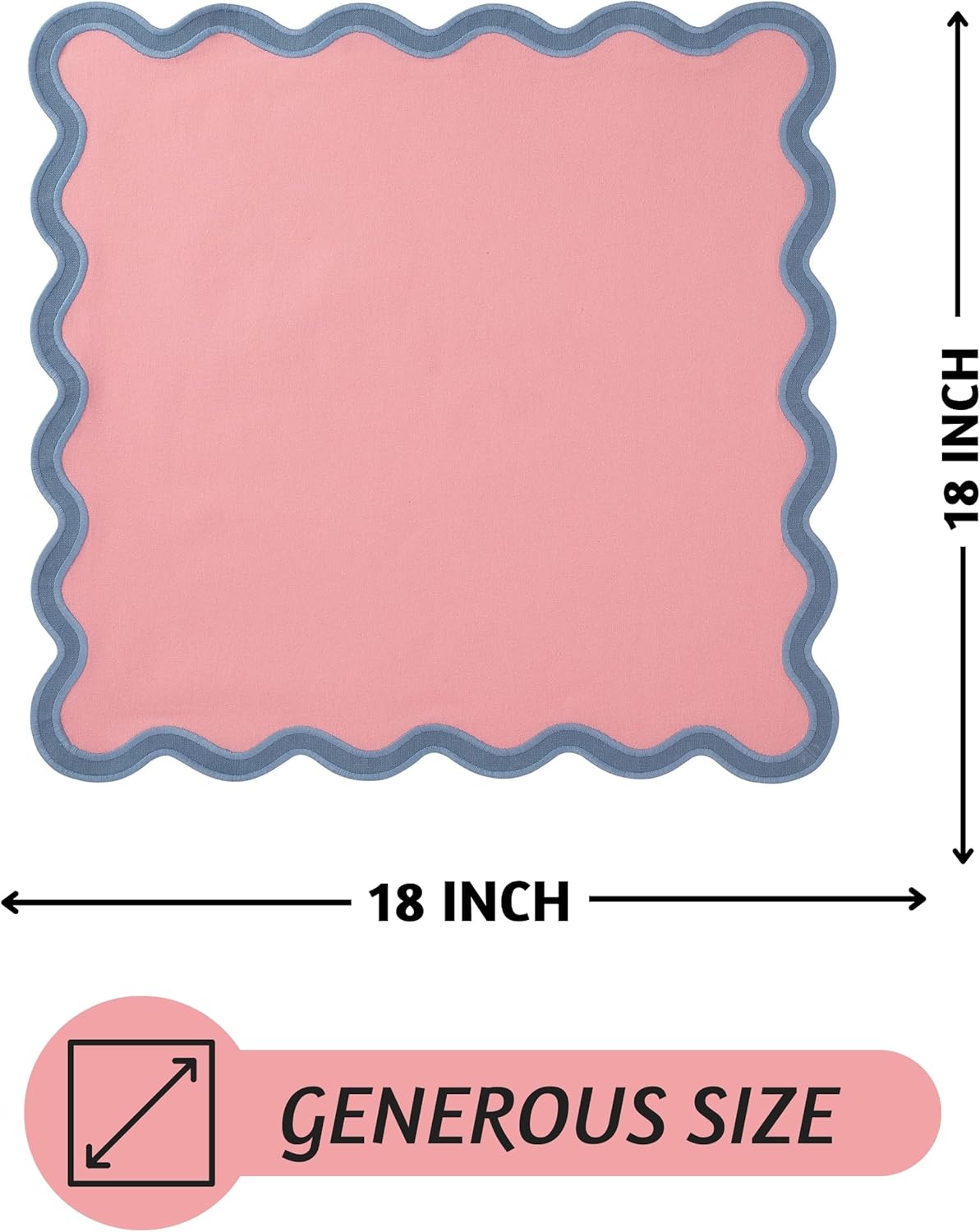 Folkulture Set of 4, 18 X 18" Scallop Napkins Cotton - Laguna Blush