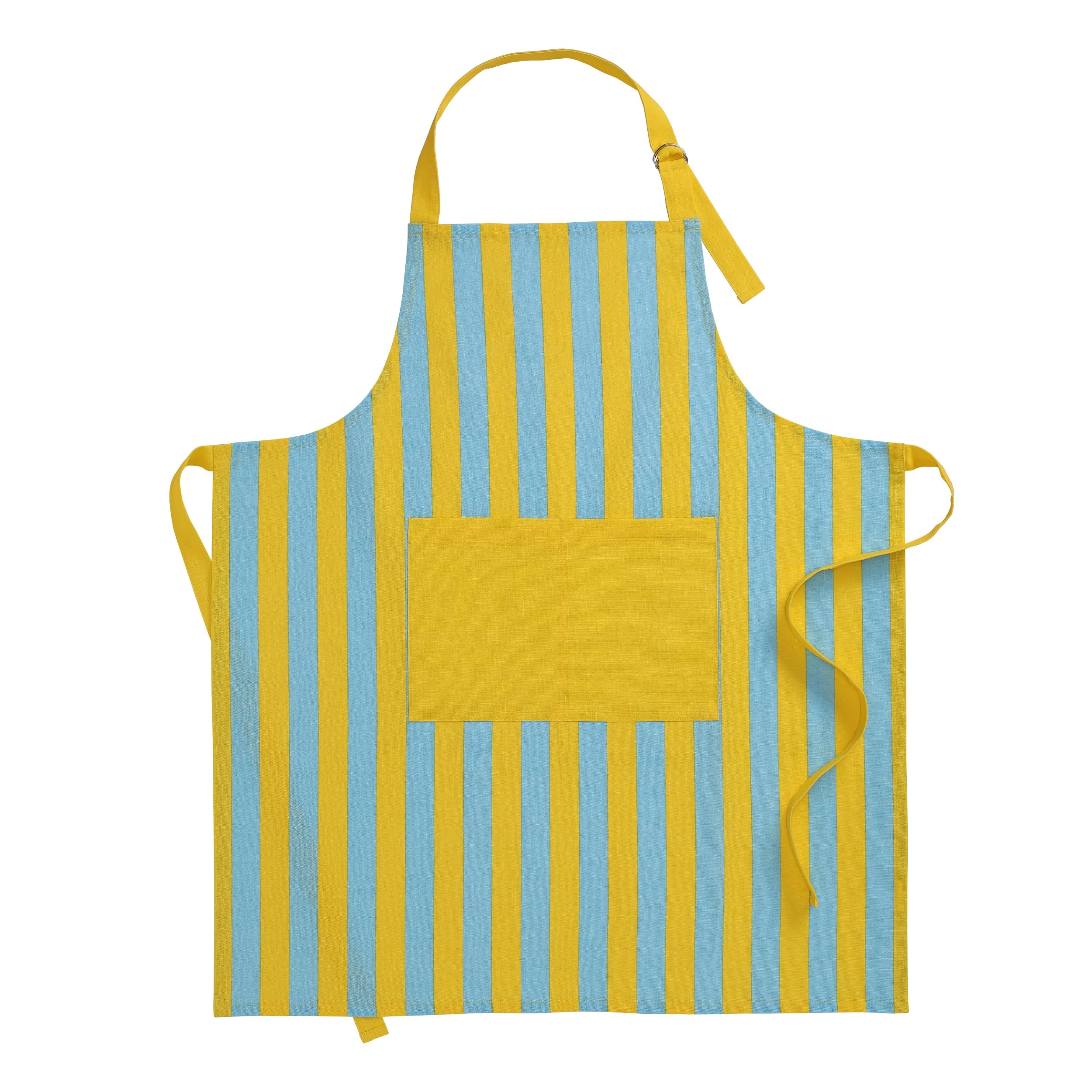 Apron Recycled Cotton Cabana - Yellow & Aqua