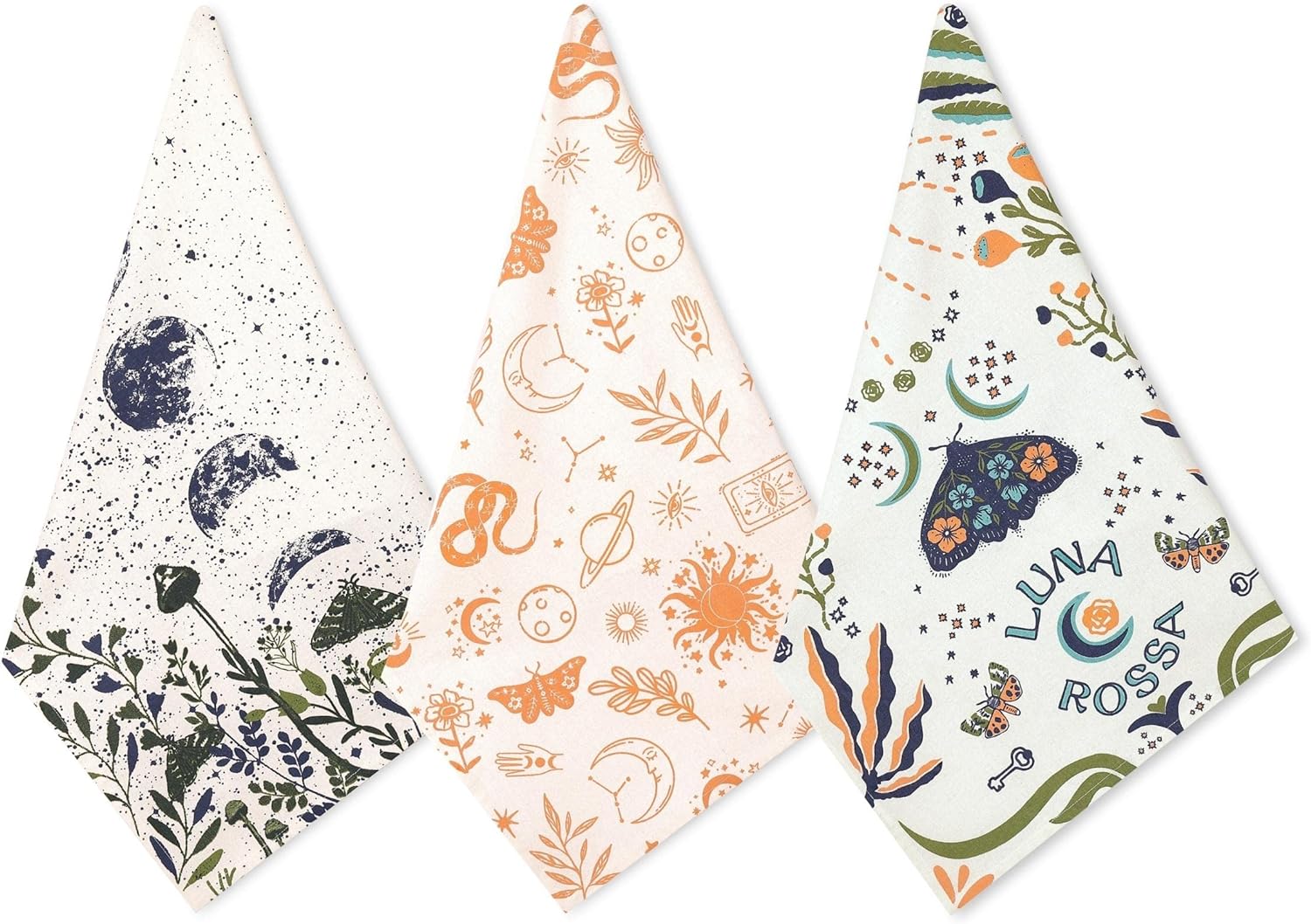 Folkulture Set of 3 - Kitchen Towel 100% Cotton Luna Rosa