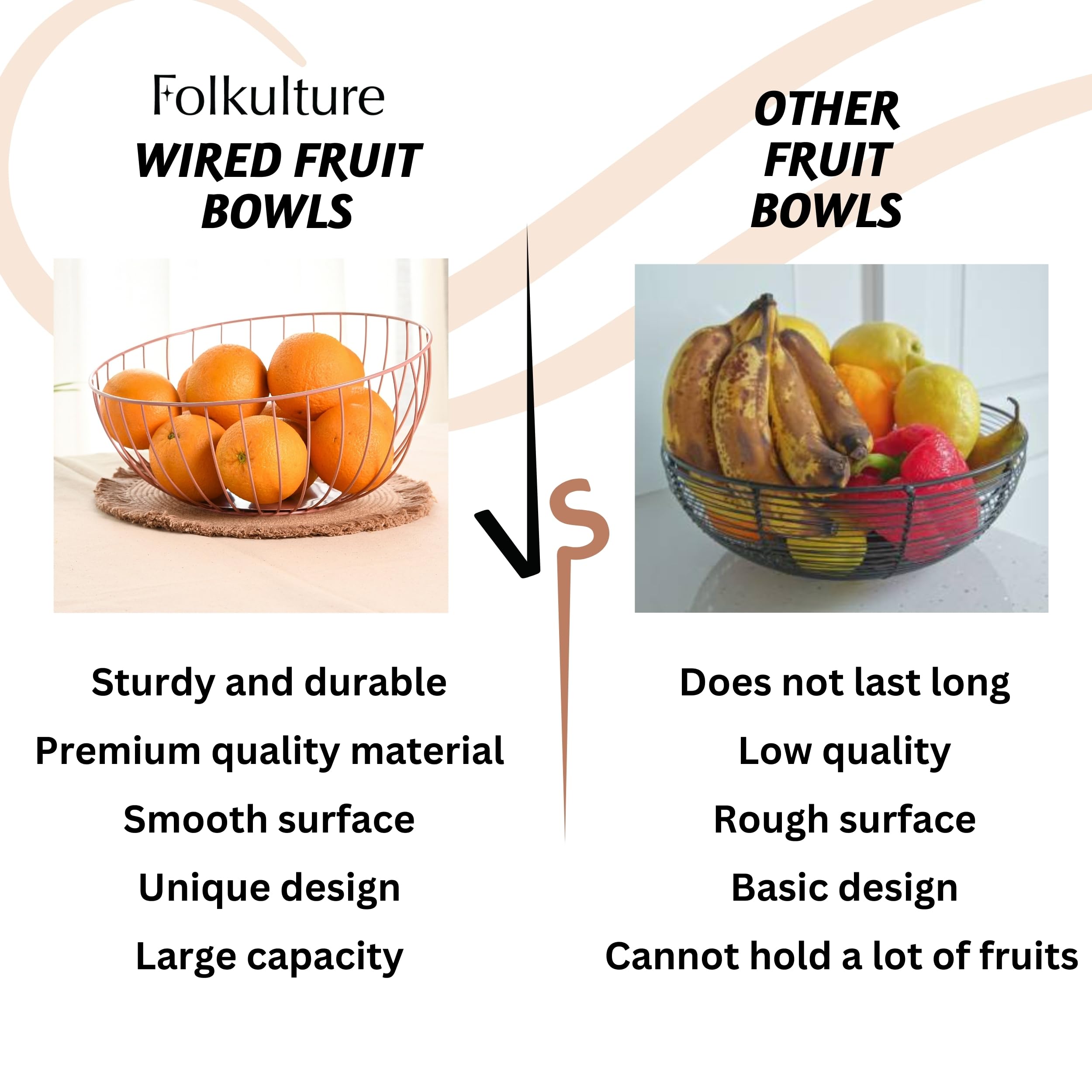 Folkulture Wired fruit bowl Iron - Terracotta