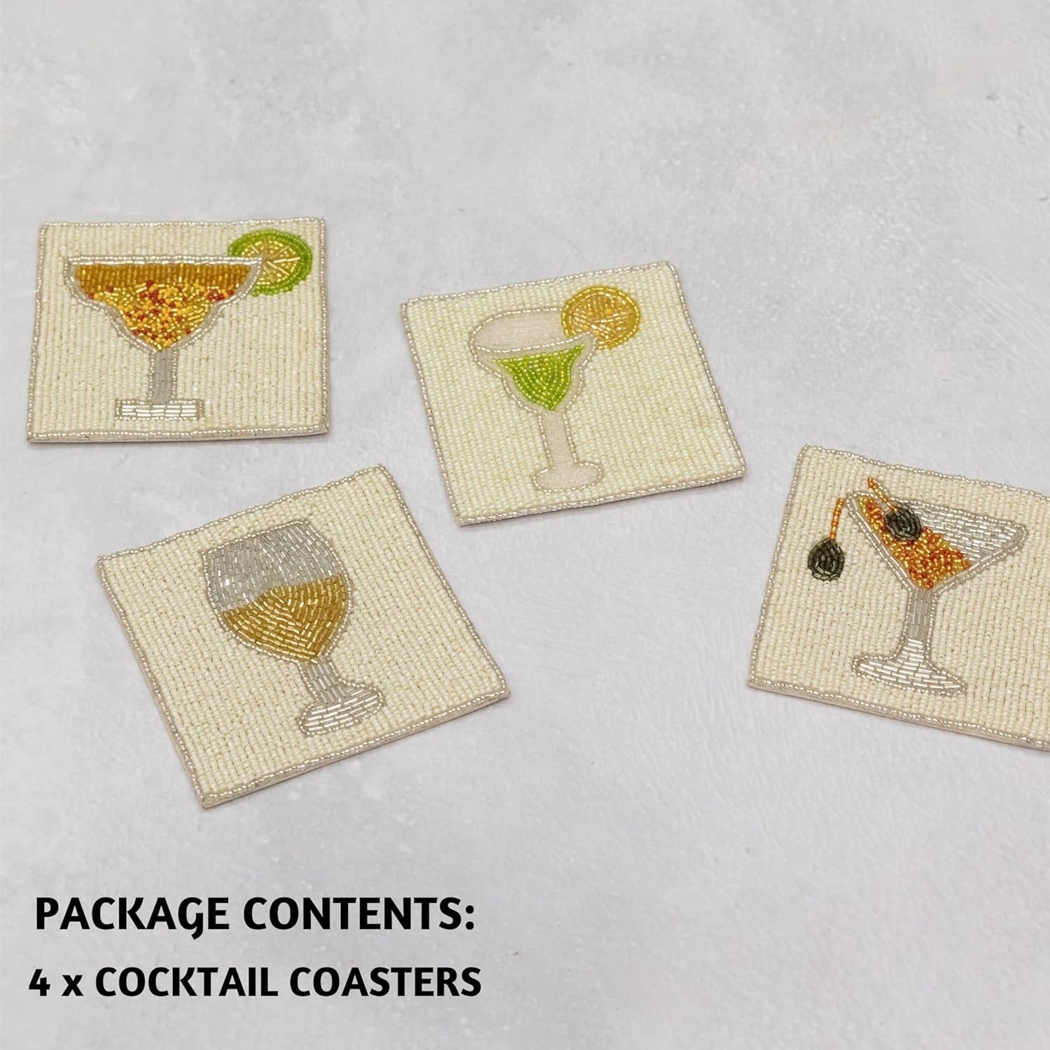 Folkulture - Beaded Cocktail Coaster - Square - Set of 4