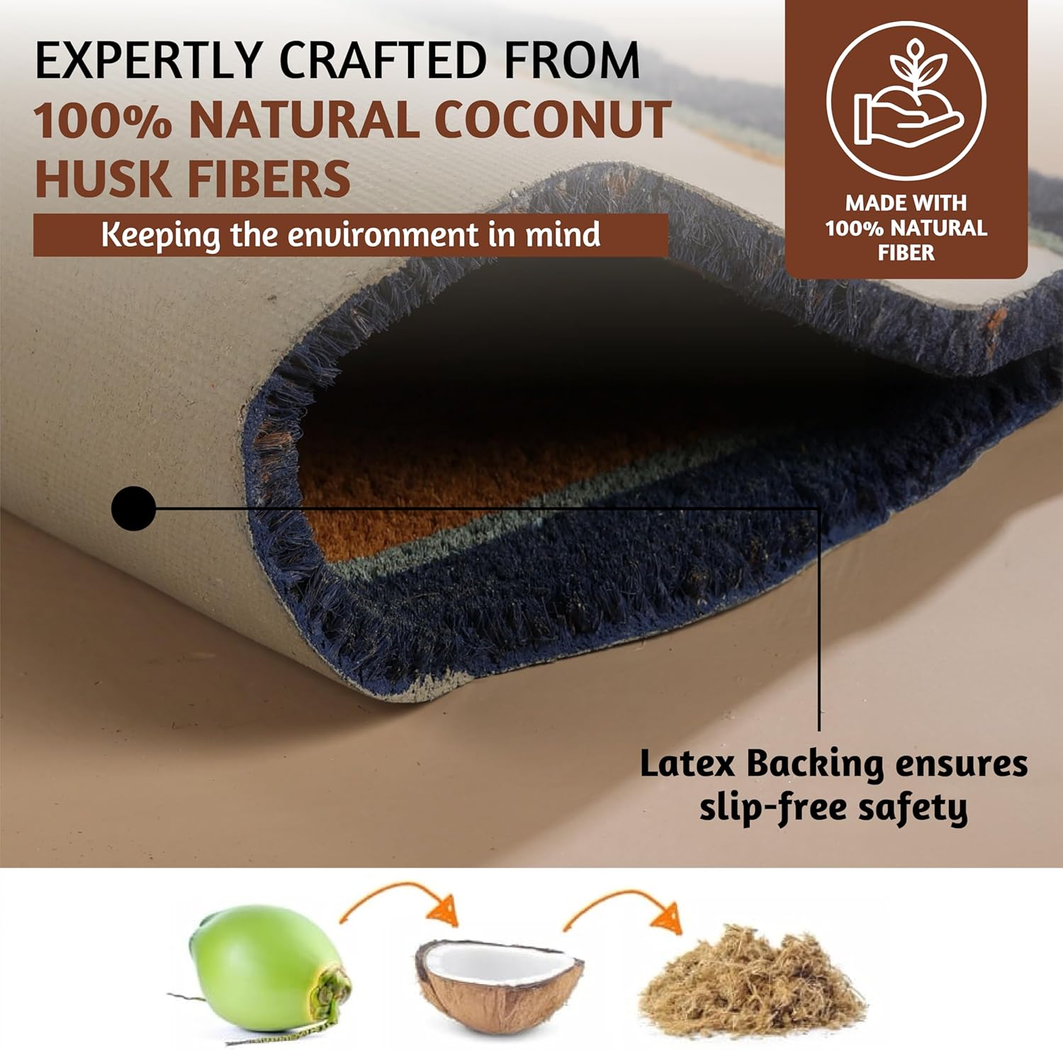 Folkulture 16 X 28" Coir Mats Scallop - Hello
