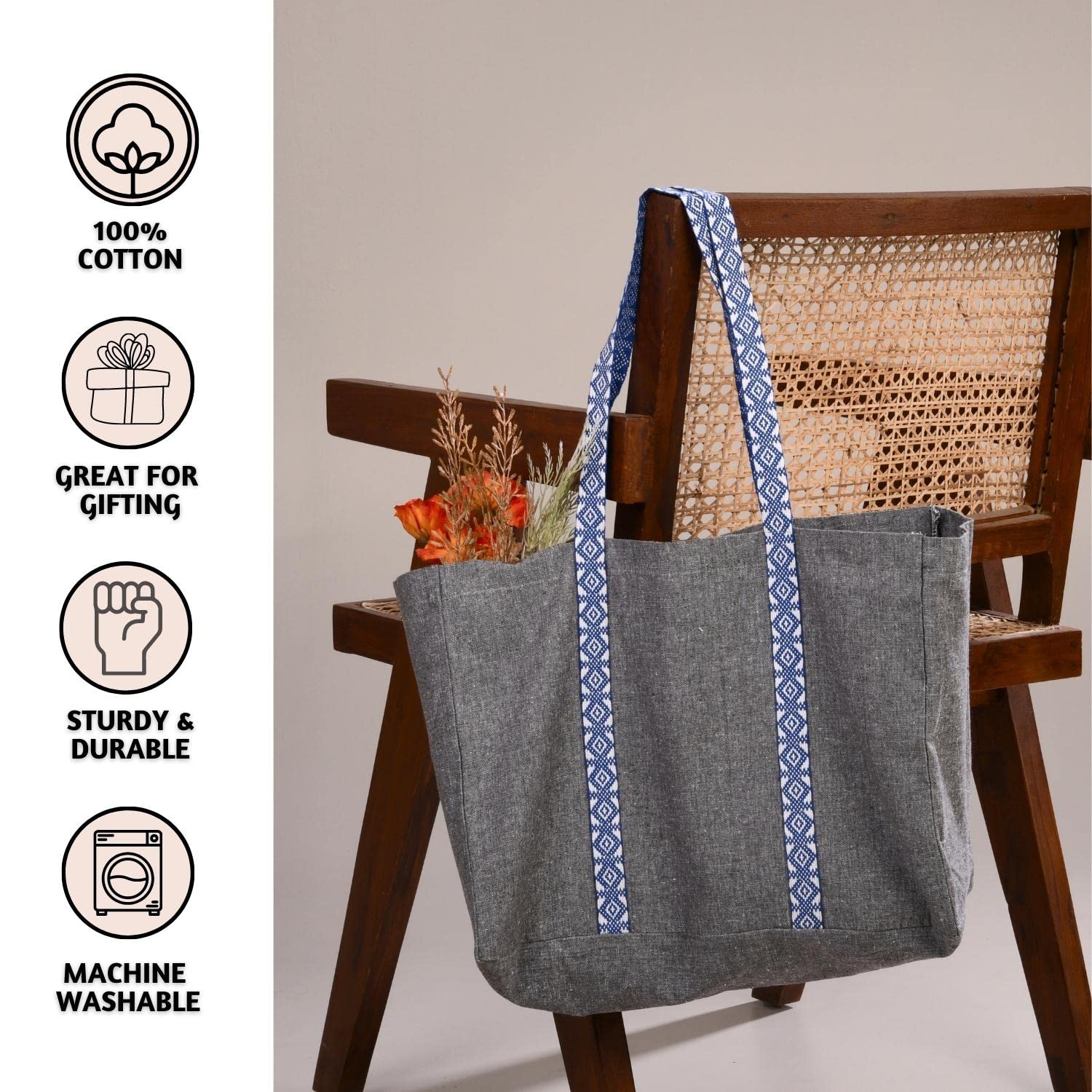 Everyday Tote Bag 100% Recycled Cotton - Steel Gray