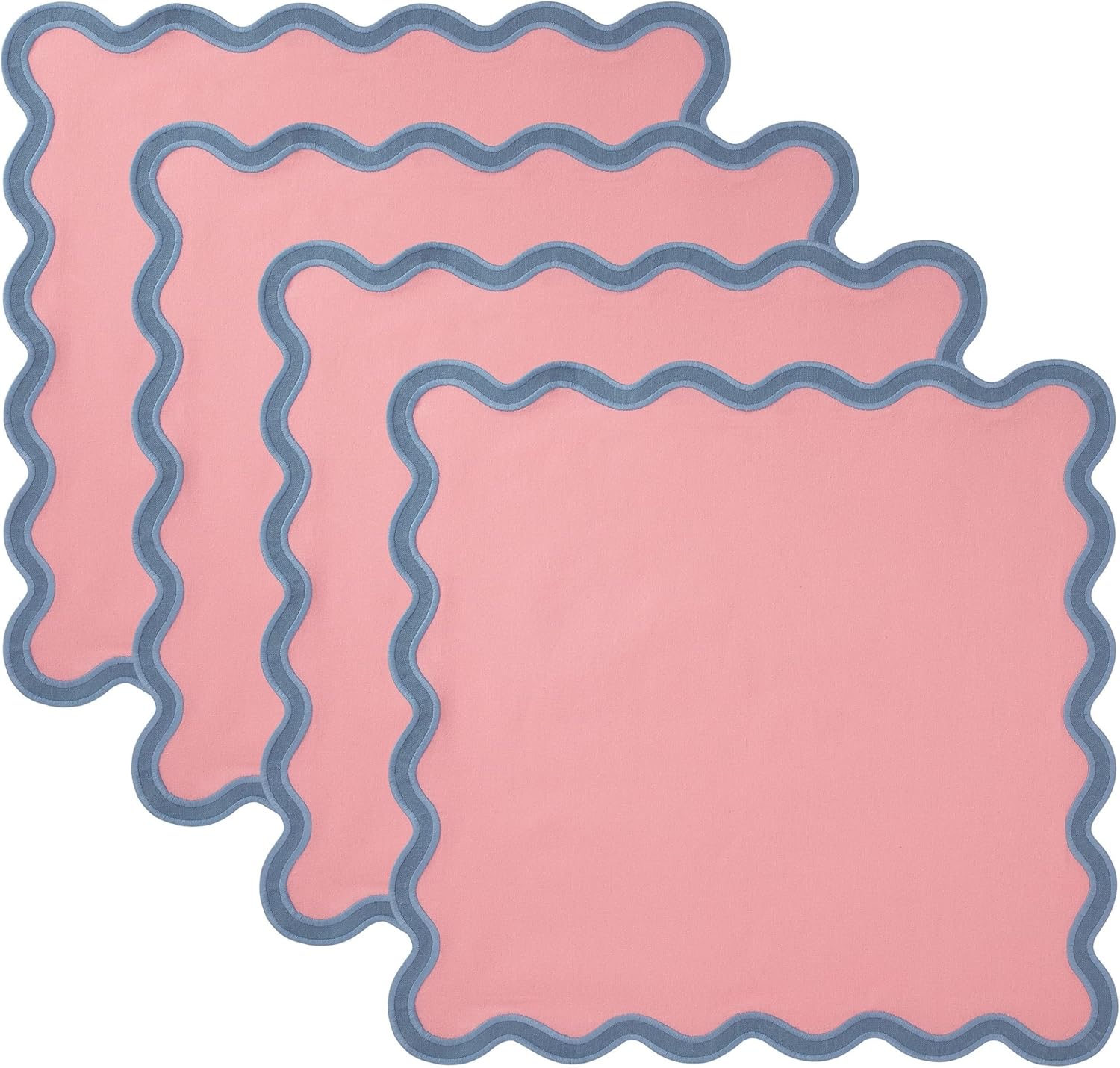Folkulture Set of 4, 18 X 18" Scallop Napkins Cotton - Laguna Blush