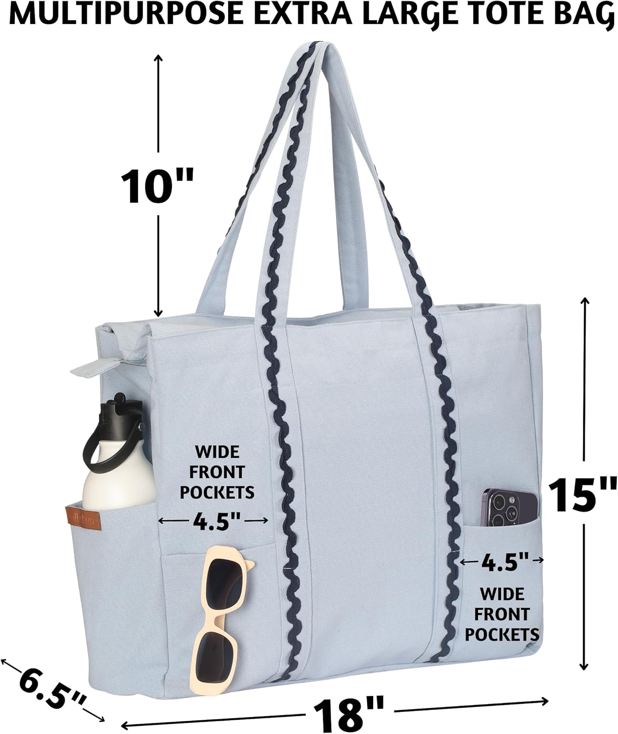 Folkulture The Carry-All Tote 100% Recycled Cotton - Ice Blue