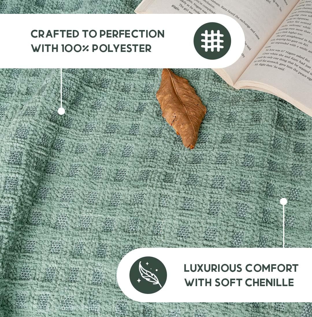 Folkulture 50"X 60" Chennile Throw - Sage Dream