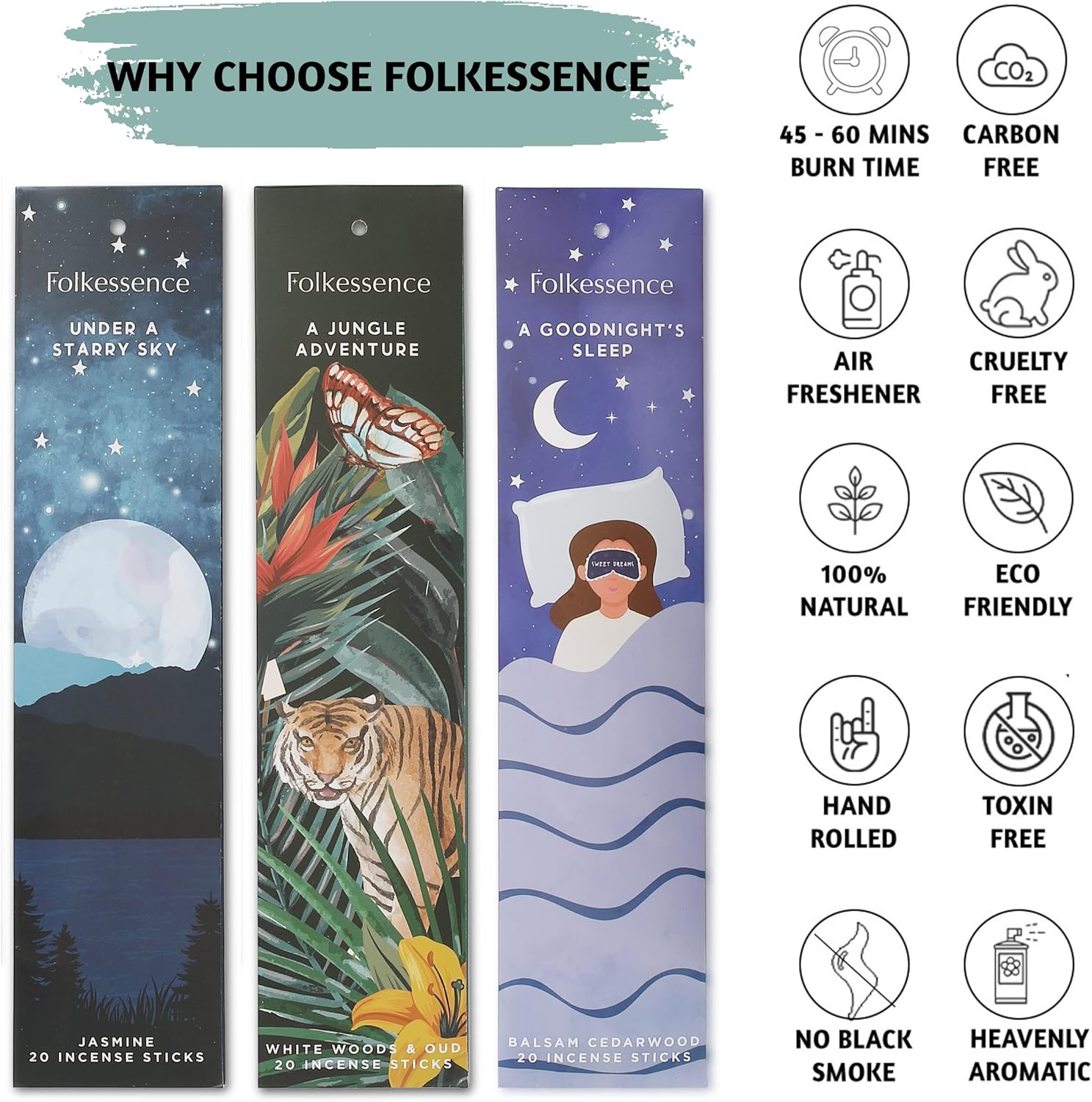 Folkulture Pack of 6, 20 Incense Sticks - Unwind