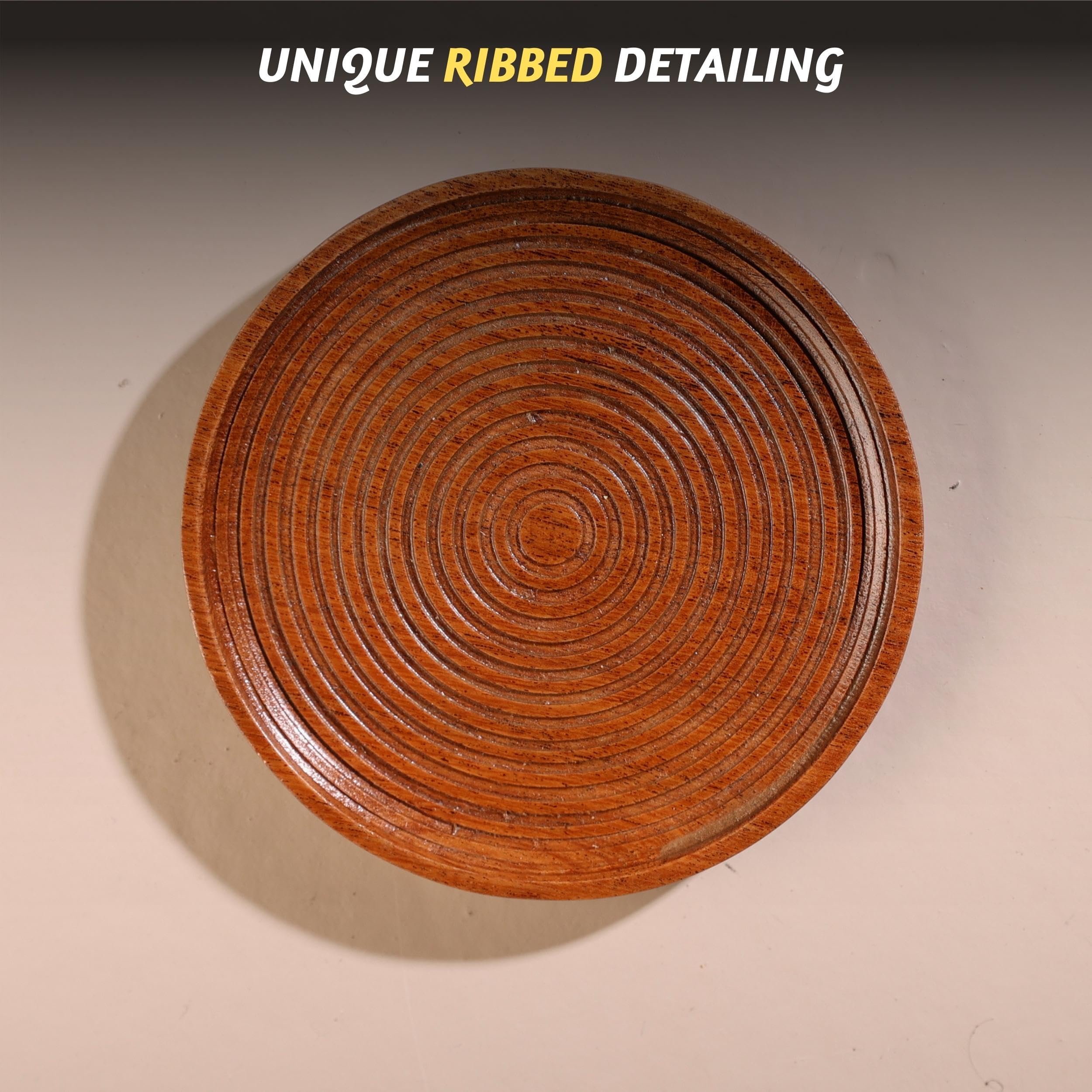 Folkulture Wooden Coasters for Drinks, Set of 4 (4") Round Wood Coaster with Holder, Rustic Farmhouse Coaster for Dining Table