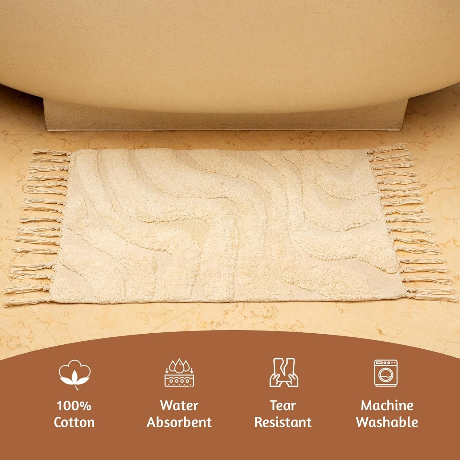 Folkulture 17 X 24" Bathrugs 100% Ripple - Off White