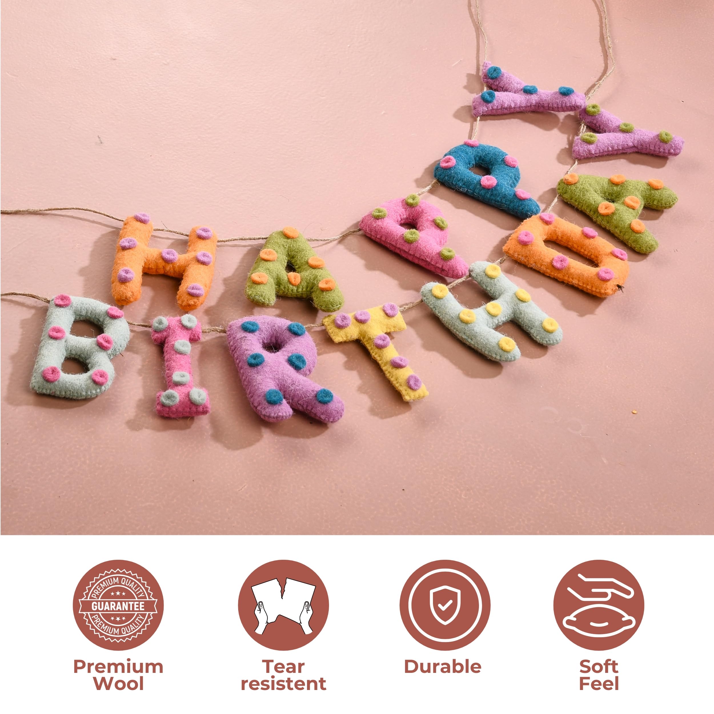Folkulture Felt Garlands 72" - Happy Birthday