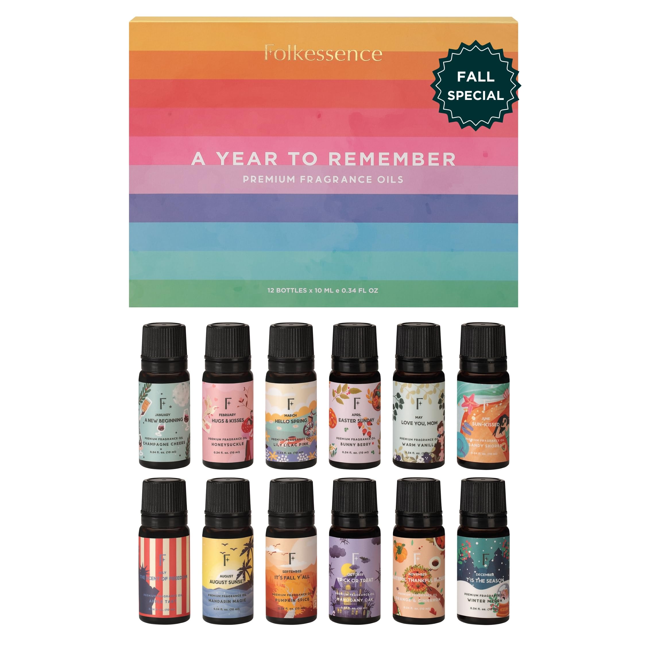 Set of 12, 10ml Premium Fragrance Oils - A year to remember