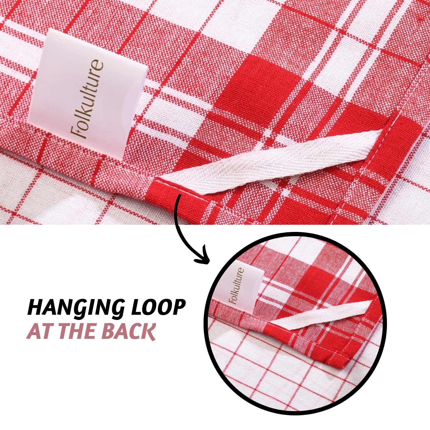 Folkulture 20 X 28" Pack of 8 Kitchen towels 100% Cotton Heritage - Red