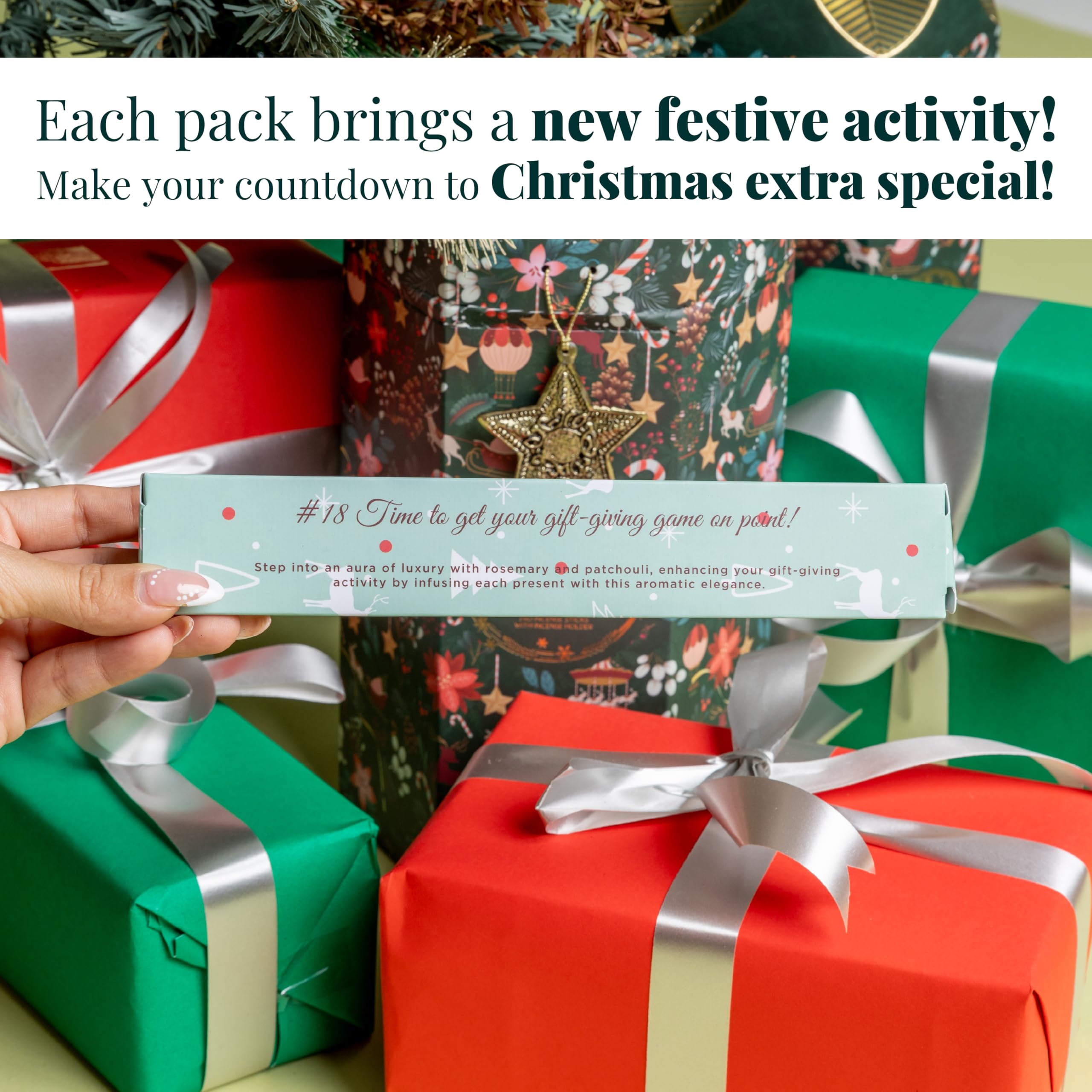 Folkulture Christmas Advent Calendar 2025 | Pack of 24 Organic Incense Sticks | Non-Toxic, Slow Burning Incense for Gifts | Xmas Gifts for Women | Holiday Scented Calendar