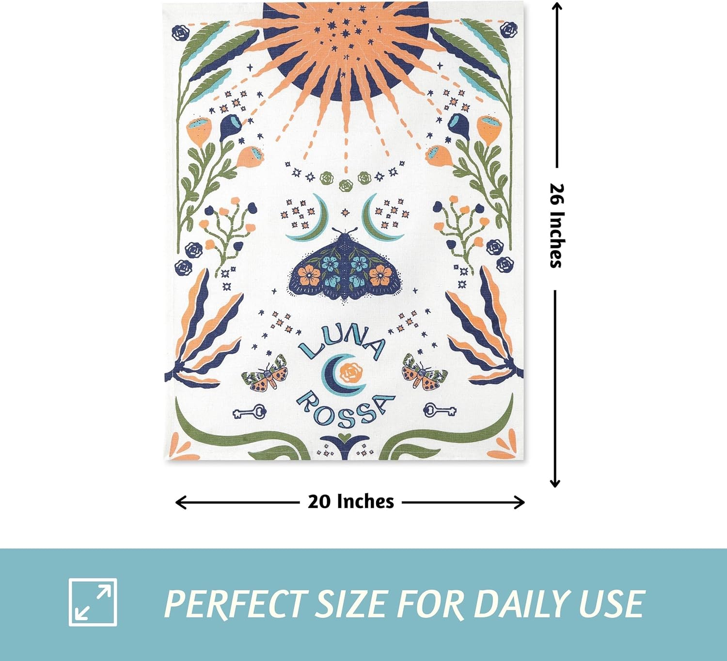 Folkulture Set of 3 - Kitchen Towel 100% Cotton Luna Rosa