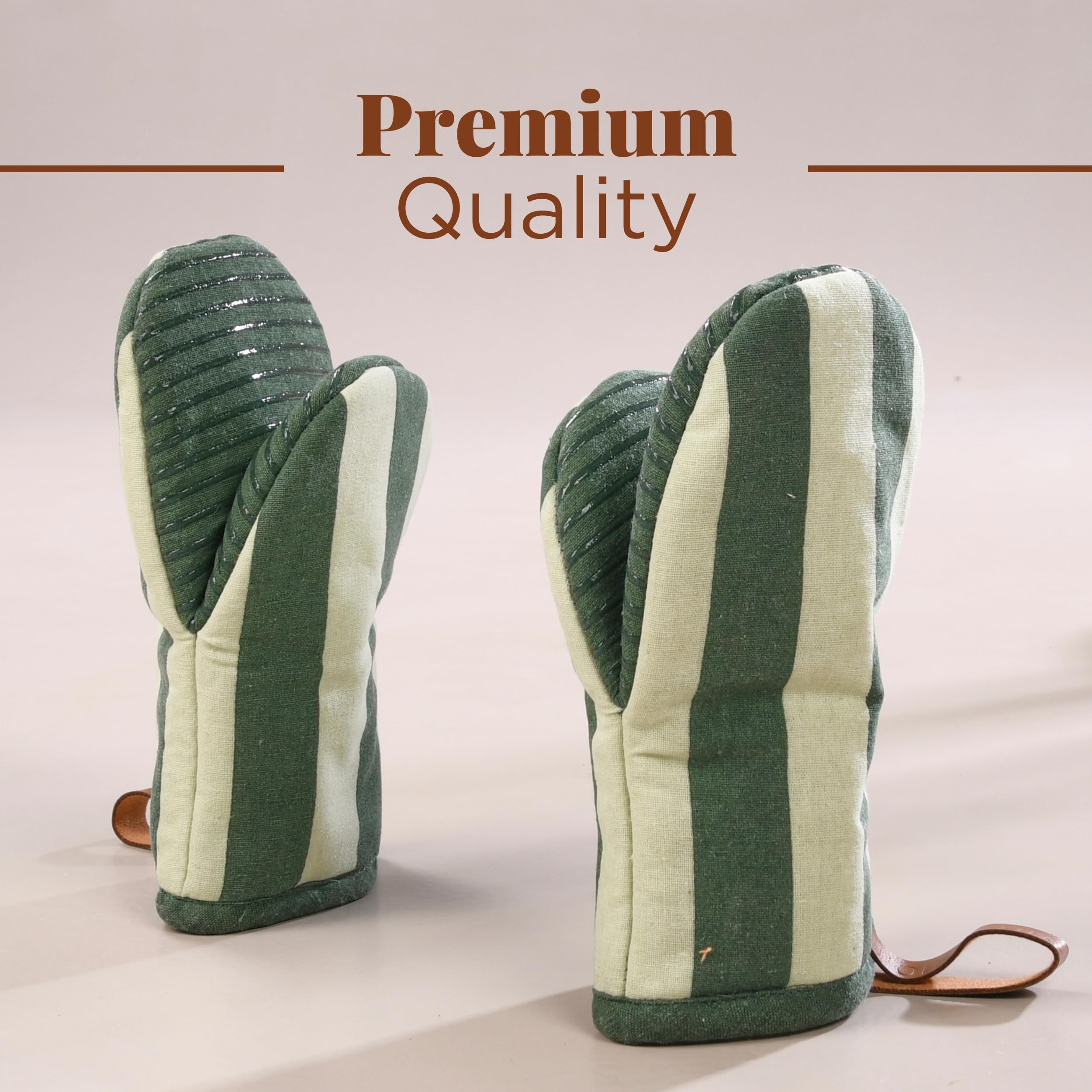 Folkulture Singles Matcha Mini Mitt & Potholder | 100% Cotton with Non-Slip Silicone Grip | Heat Resistant Oven Mitt Set | Durable & Washable - Matcha