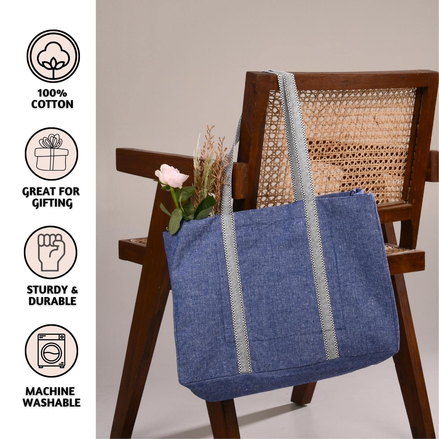 Everyday Tote Bag 100% Recycled Cotton - Ink Blue