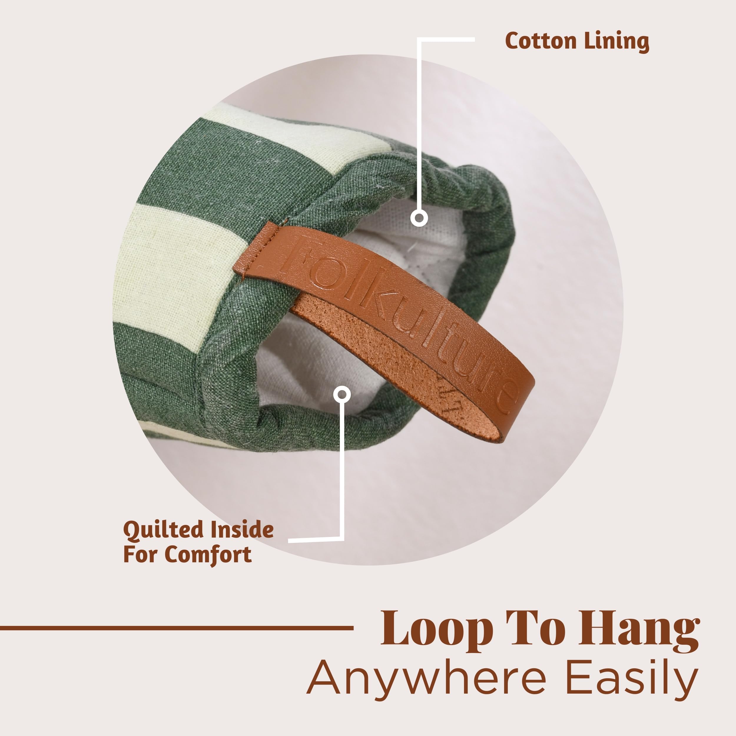 Folkulture Singles Matcha Mini Mitt & Potholder | 100% Cotton with Non-Slip Silicone Grip | Heat Resistant Oven Mitt Set | Durable & Washable - Matcha