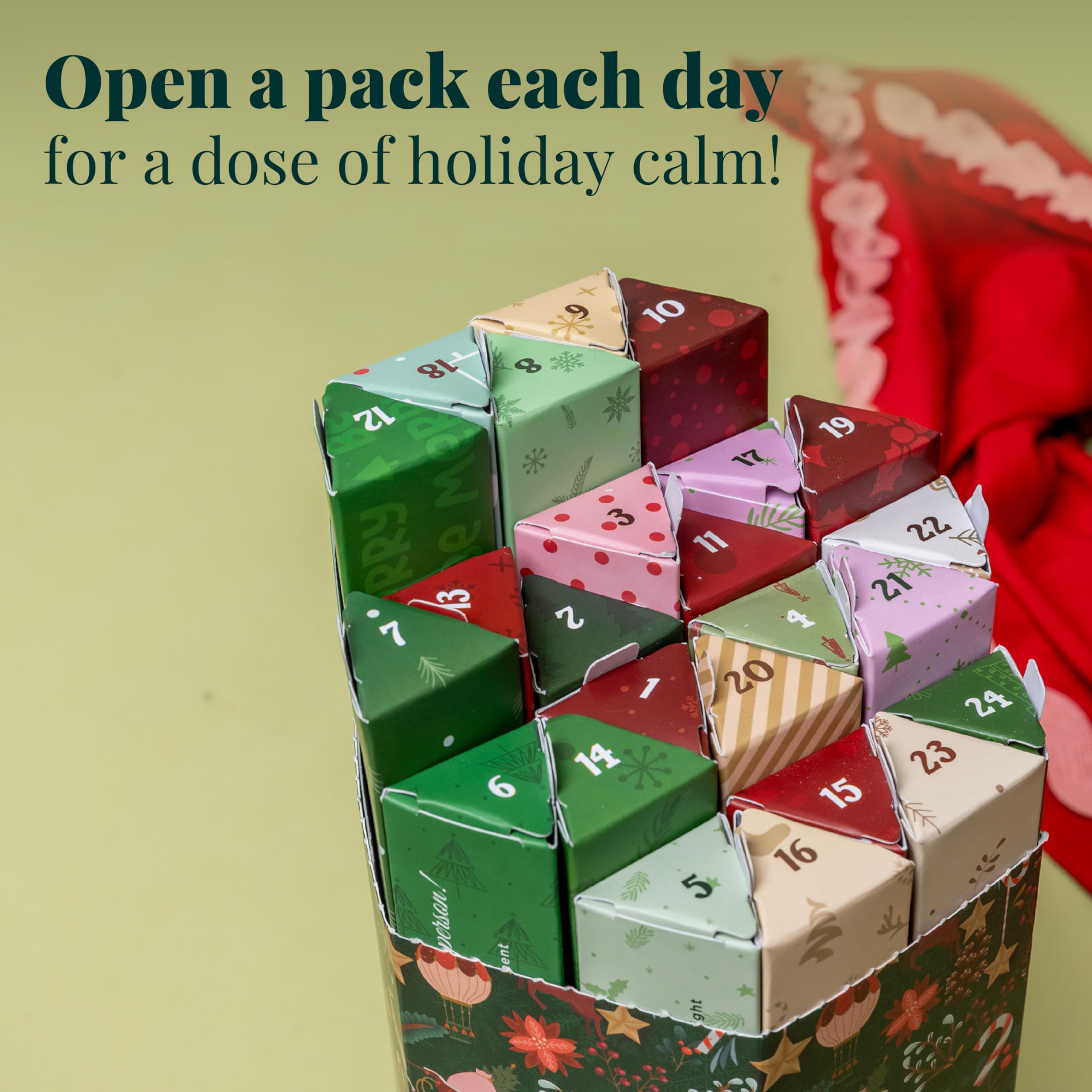 Folkulture Christmas Advent Calendar 2025 | Pack of 24 Organic Incense Sticks | Non-Toxic, Slow Burning Incense for Gifts | Xmas Gifts for Women | Holiday Scented Calendar