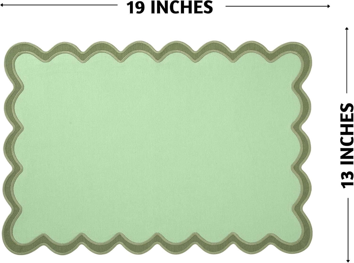Folkulture 13" X 19" Set of 4 Placemat Scallop Cotton - Forest Sage