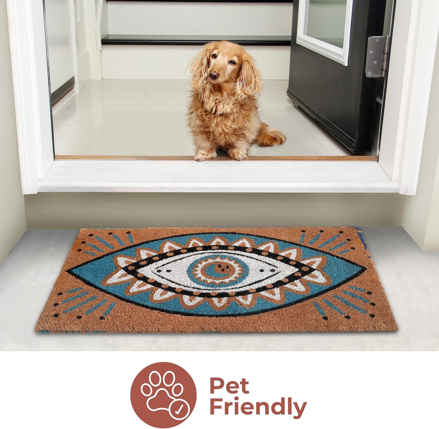 Folkulture 16 X 28" Coir Mats - Evil Eye