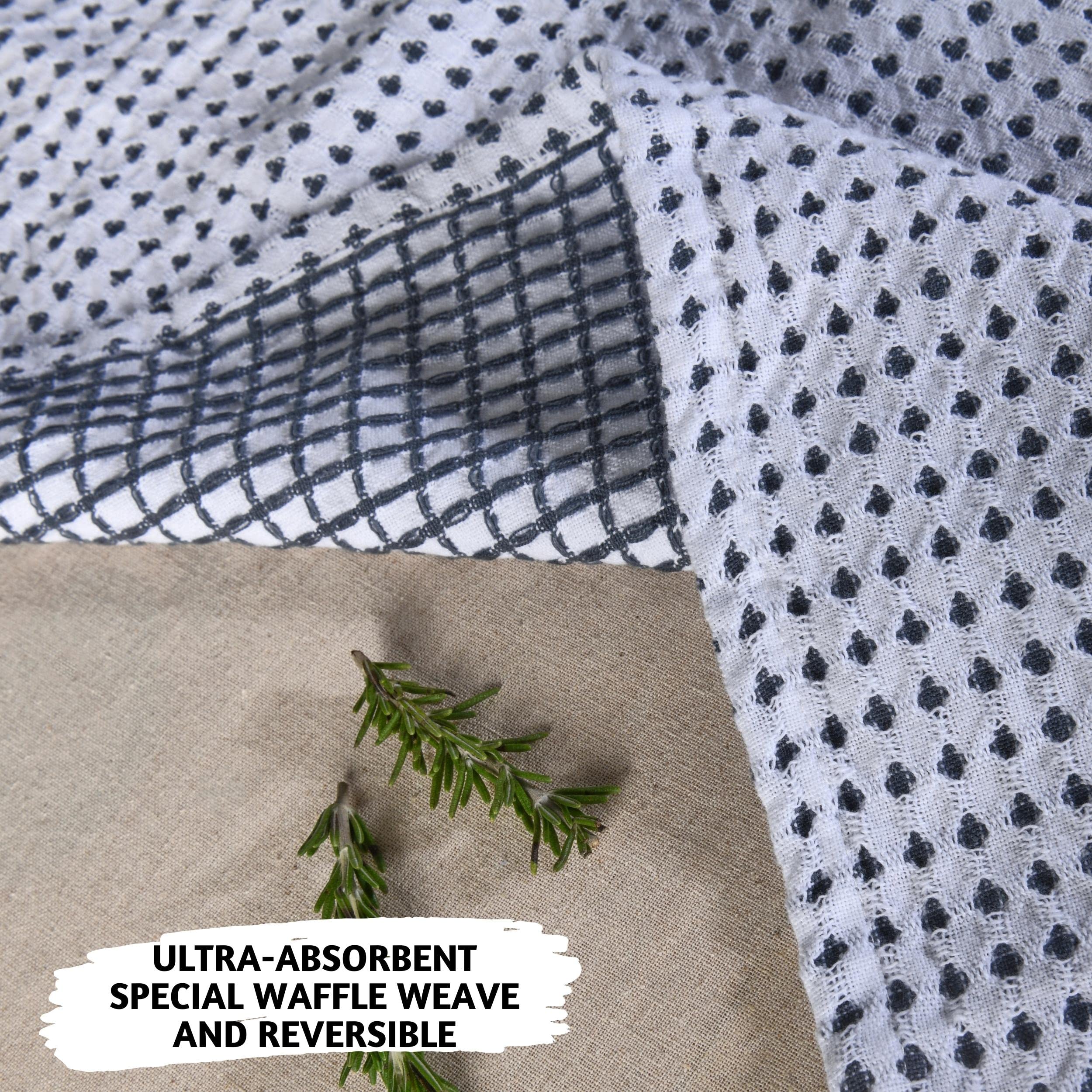 Folkulture 20" x 28" Set of 4 Kitchen Towel - Tuscany - Charcoal Gray