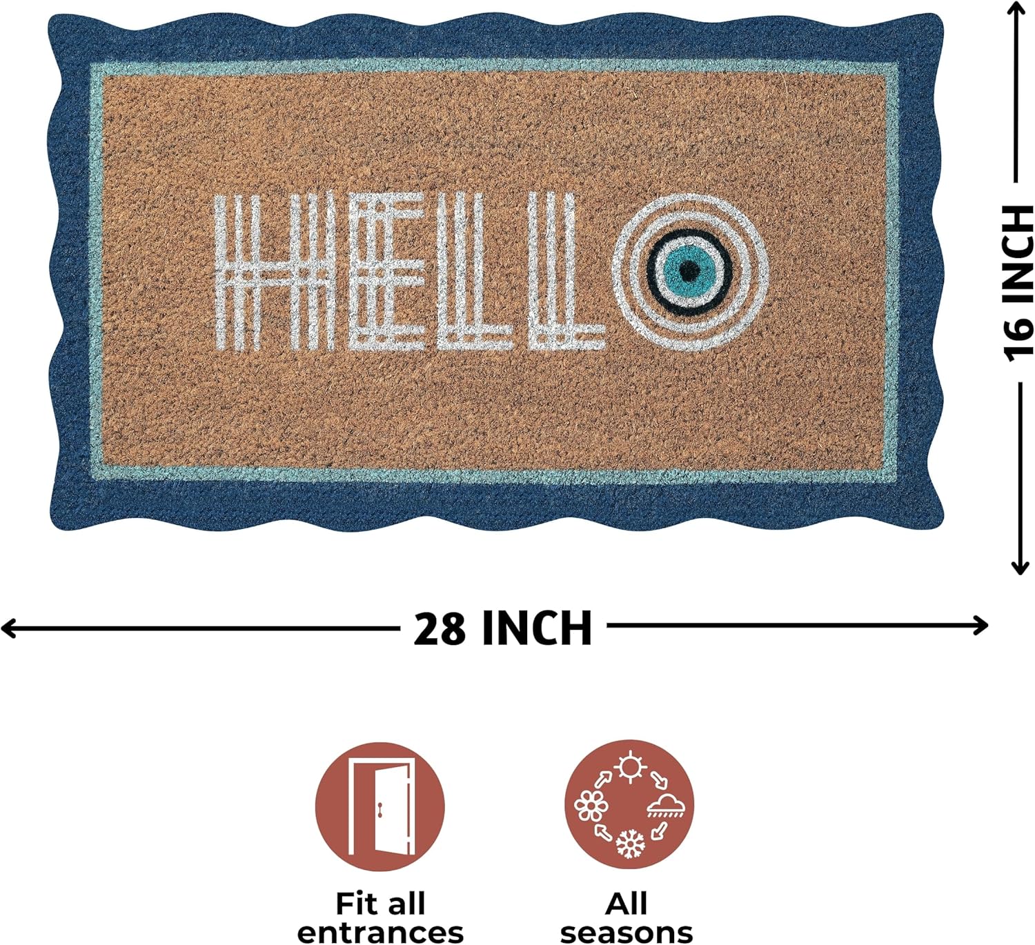 Folkulture 16 X 28" Coir Mats Scallop - Hello