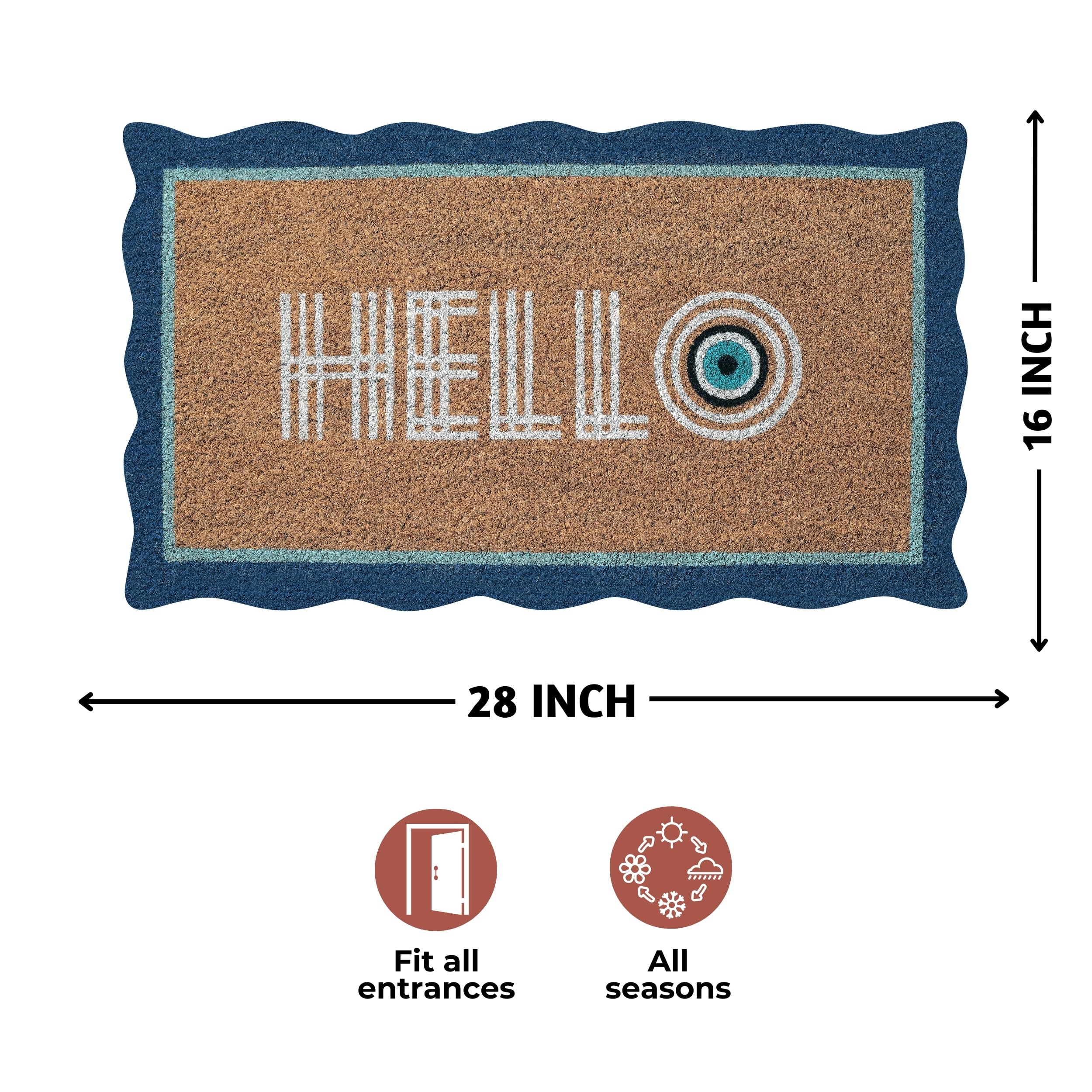 Folkulture Hello Mats Outdoor | (16 X 28) Eco Friendly Doormats for Front Door Outdoor | Hello Matt or Doormat for Home Entrance | Durable & Anti Slip Coir Door Mats or Rug