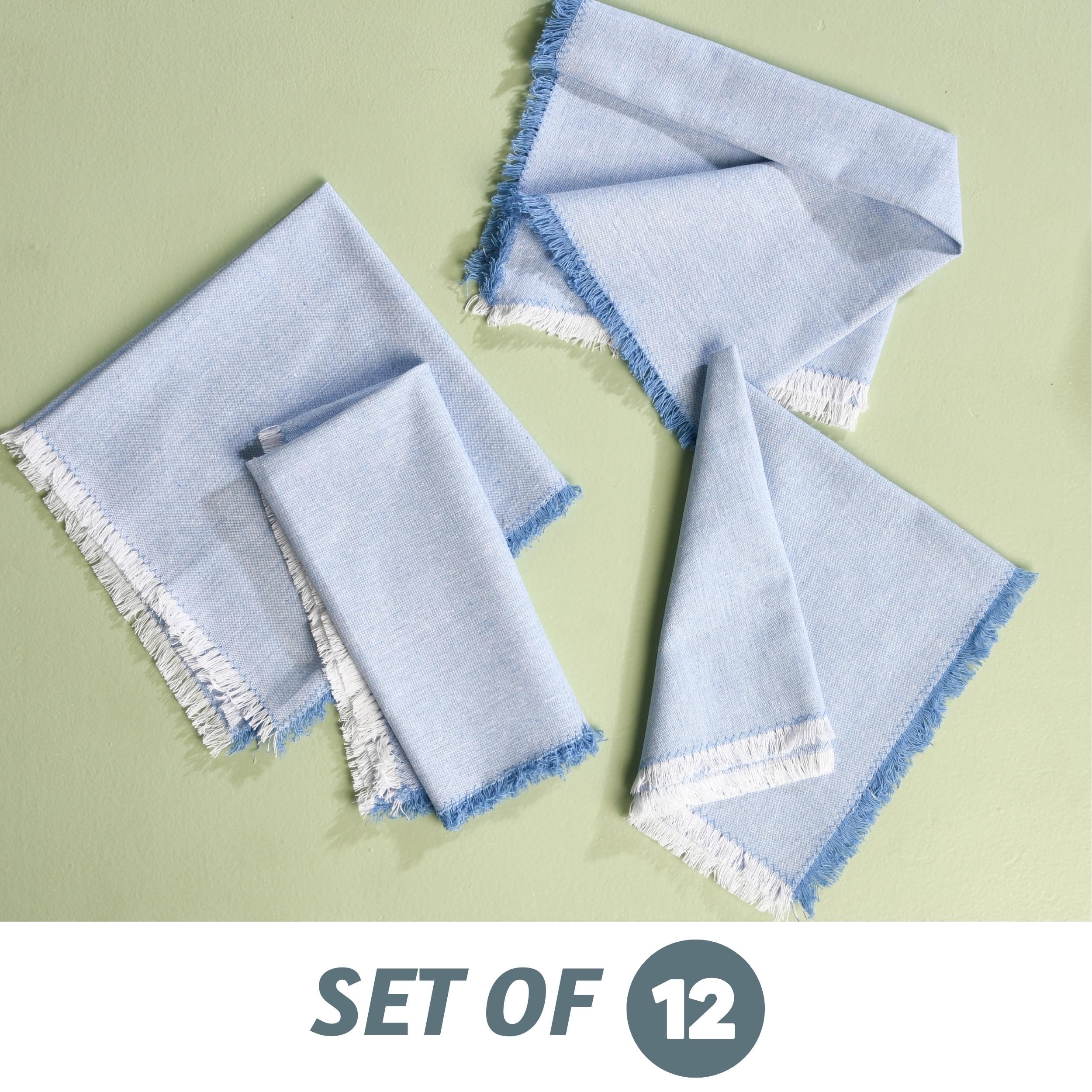 Folkulture Cloth Napkins Set of 12 (18 X 18") 100% Cotton Table Napkins for Parties | Reusable Linen Napkins for Guests &Home Décor (Aqua Blue)