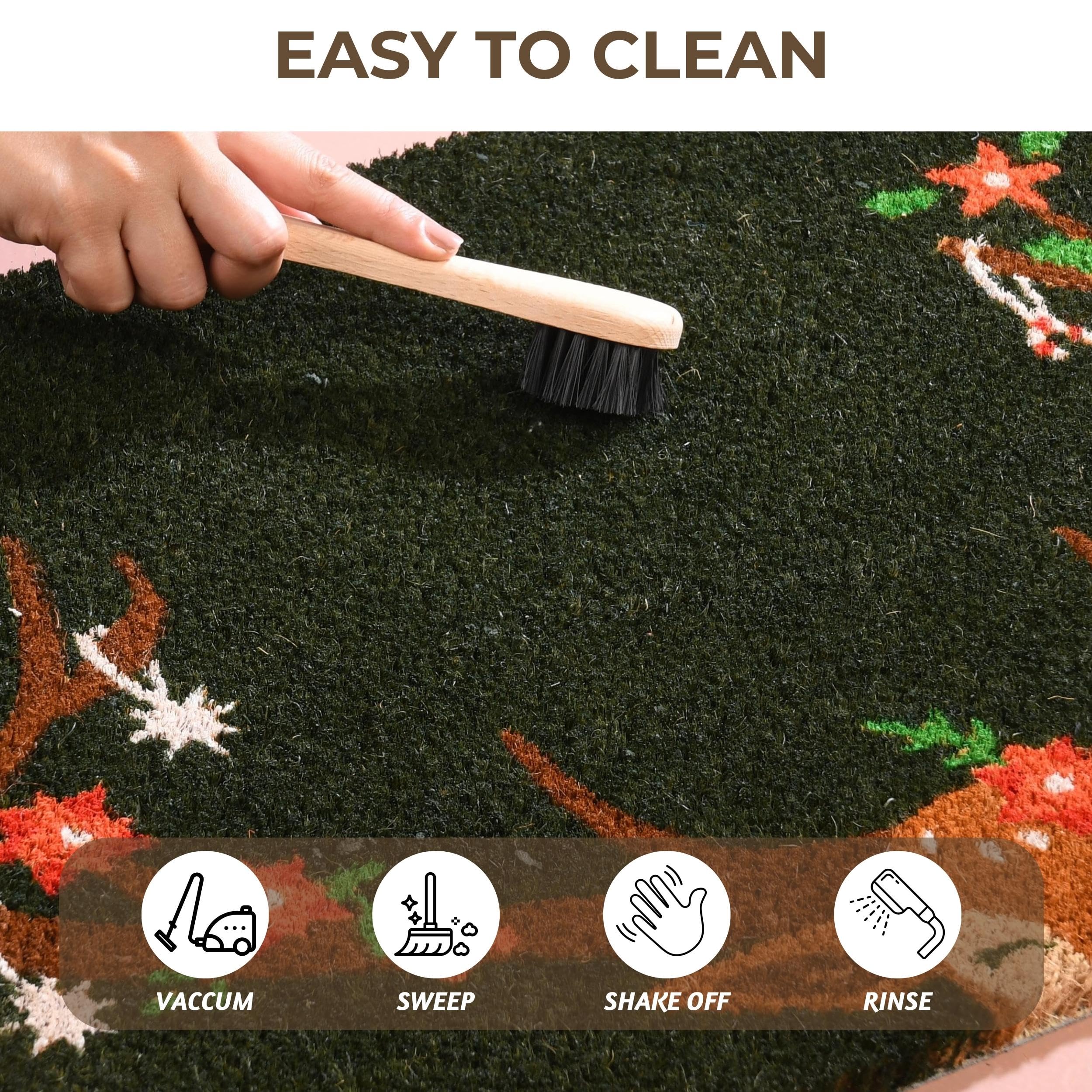 Folkulture Christmas Door Mat Outdoor | 28 x 16 Inch Eco-Friendly Coir Welcome Mat | Durable Anti-Slip Doormat for Front Door & Home Entrance (Reindeer)