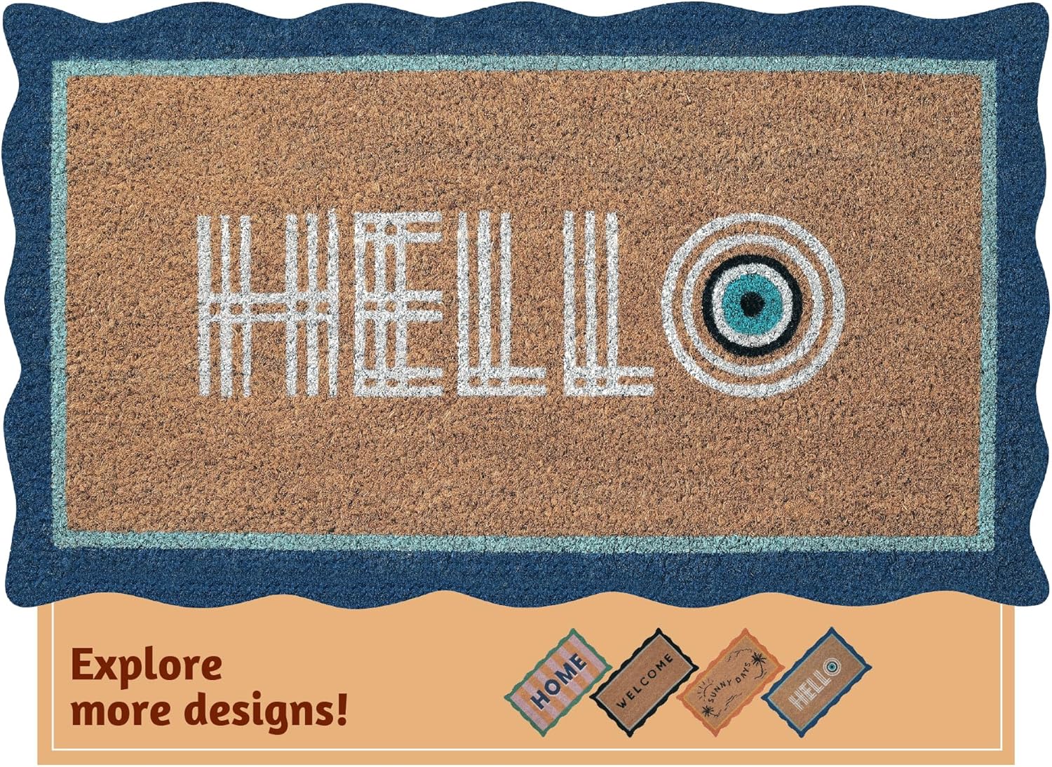 Folkulture 16 X 28" Coir Mats Scallop - Hello