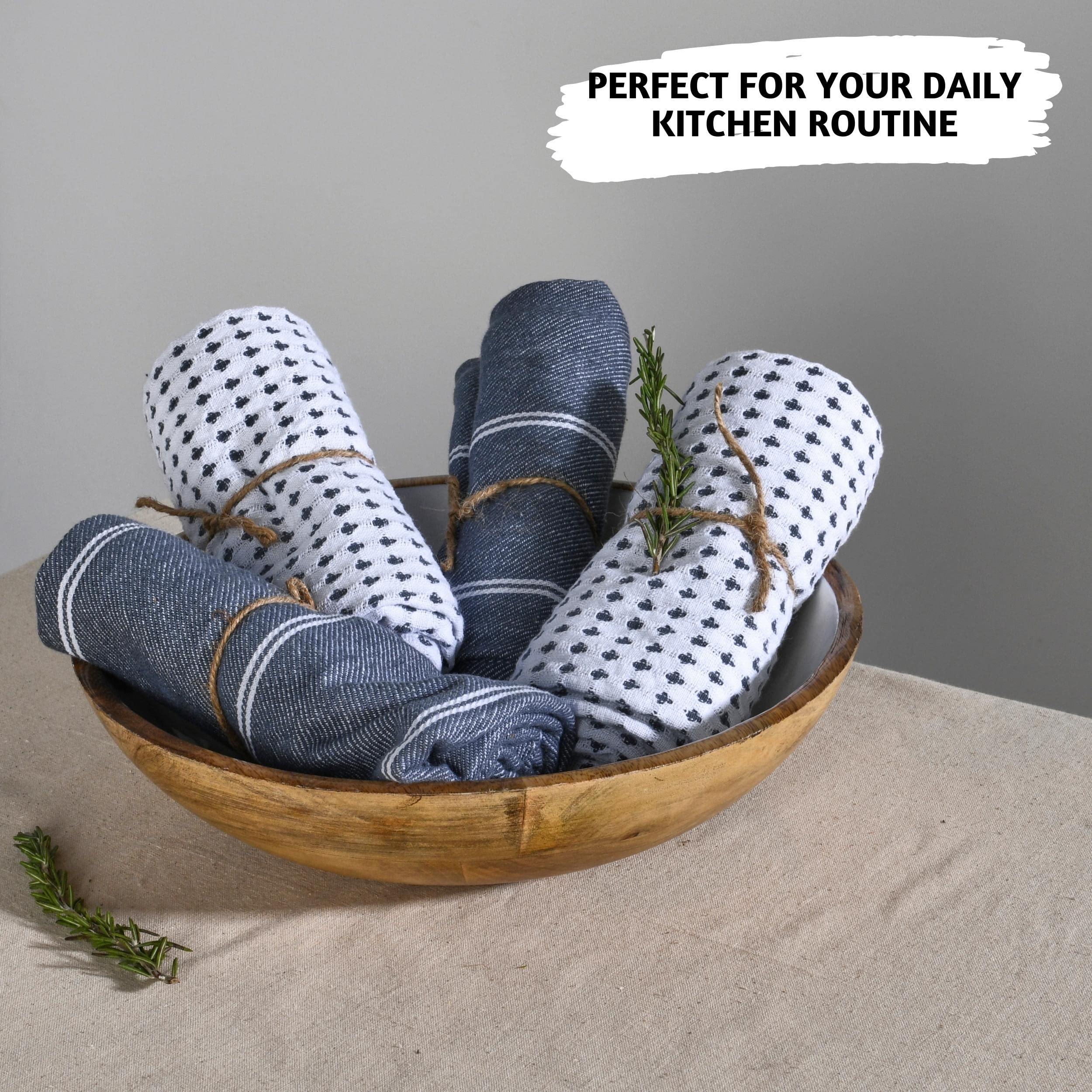 Folkulture 20" x 28" Set of 4 Kitchen Towel - Tuscany - Charcoal Gray