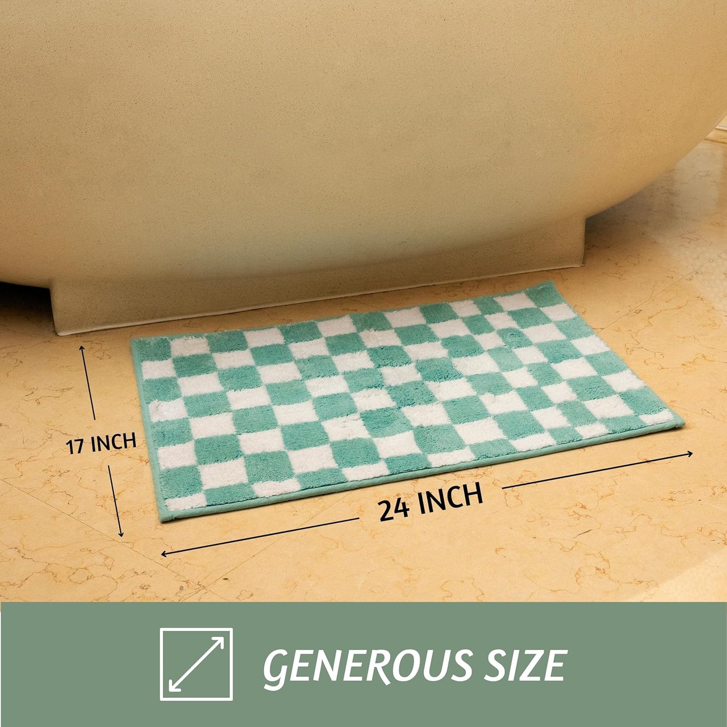 Folkulture 17 X 24" Bathrugs 100% Cotton Checker Board - Aqua