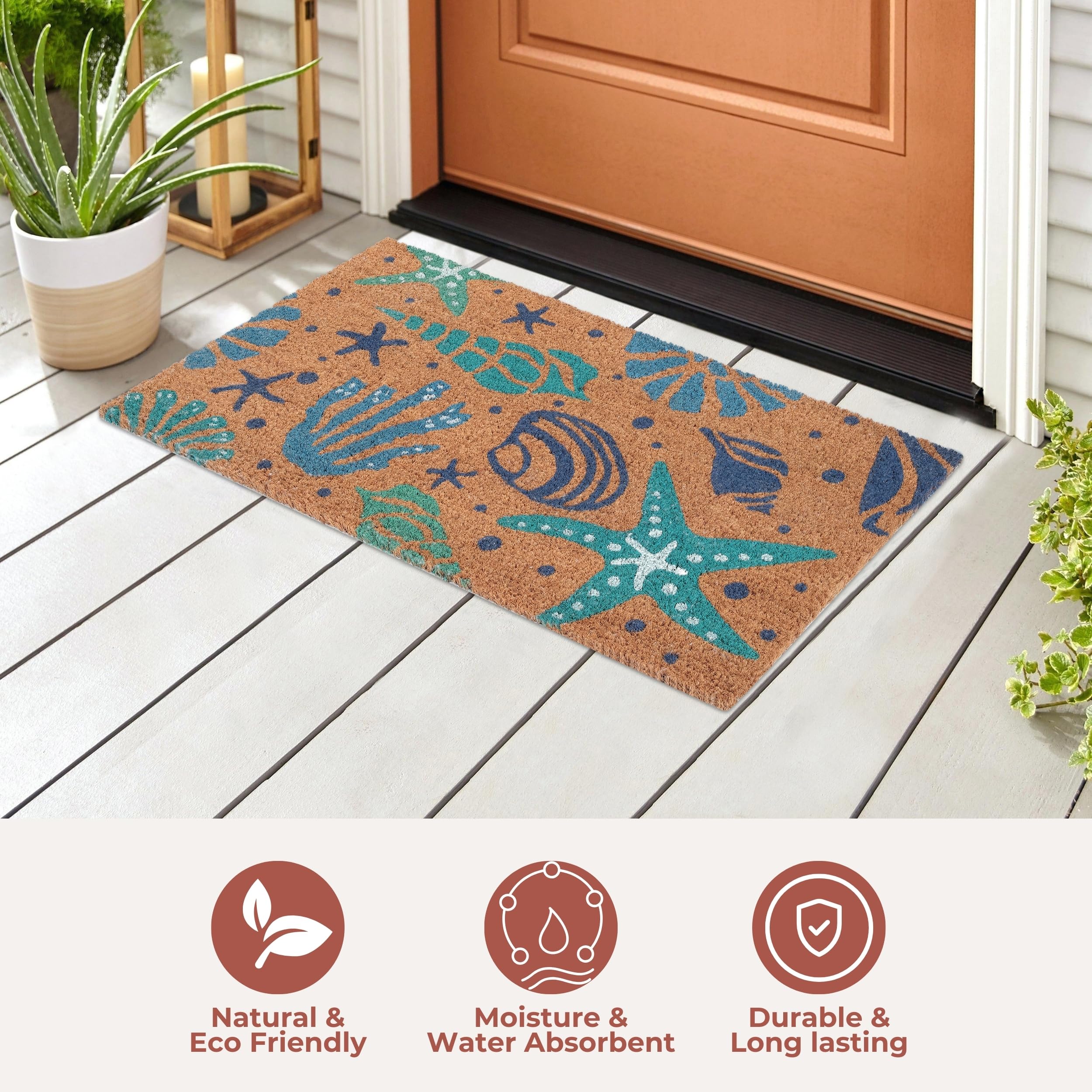 Folkulture Welcome Mats Outdoor | (16 X 28) Eco Friendly Doormats for Front Door Outdoor | Welcome Matt or Doormat for Home Entrance | Durable & Anti Slip Coir Door Mats or Rug | Summer Outdoor Decor