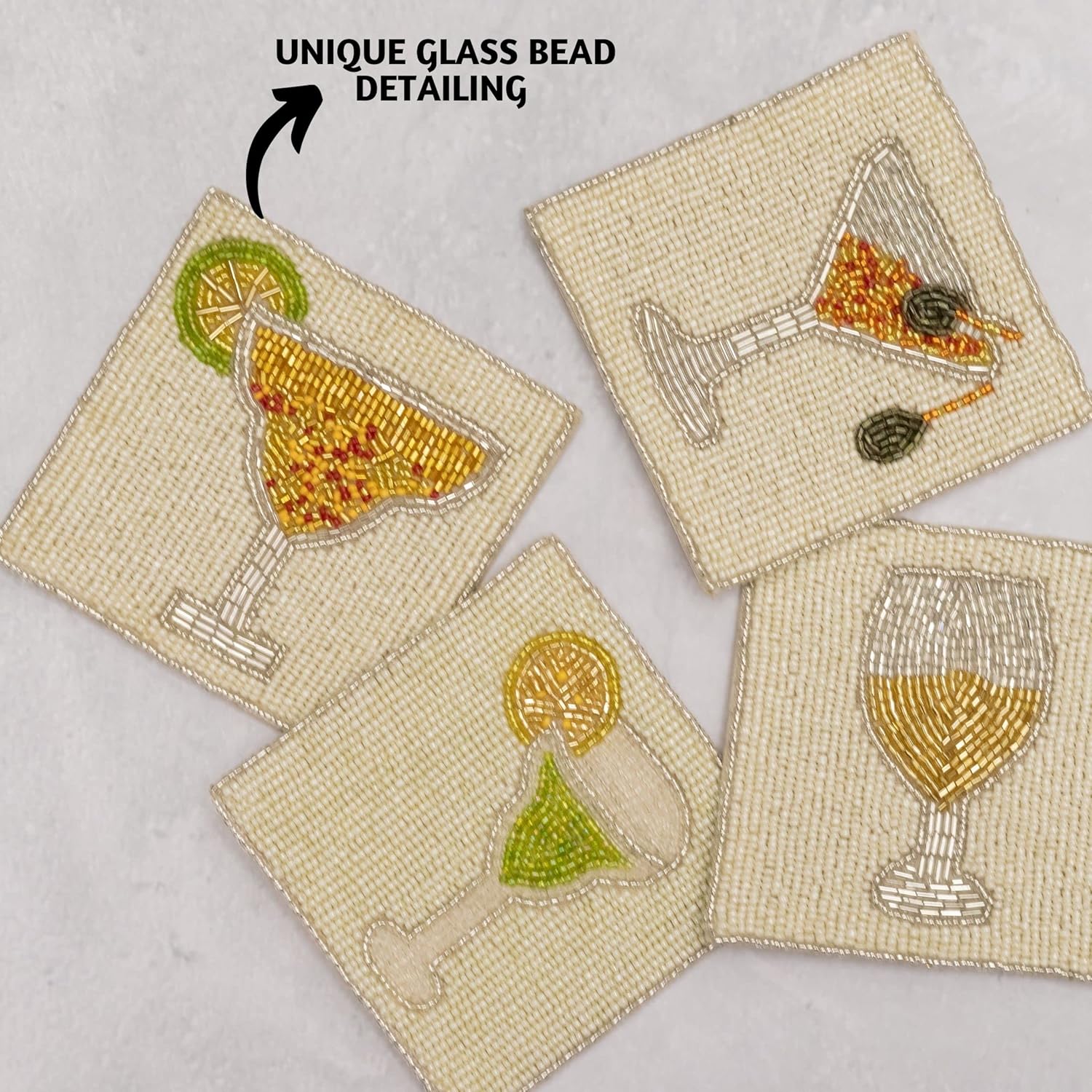 Folkulture - Beaded Cocktail Coaster - Square - Set of 4