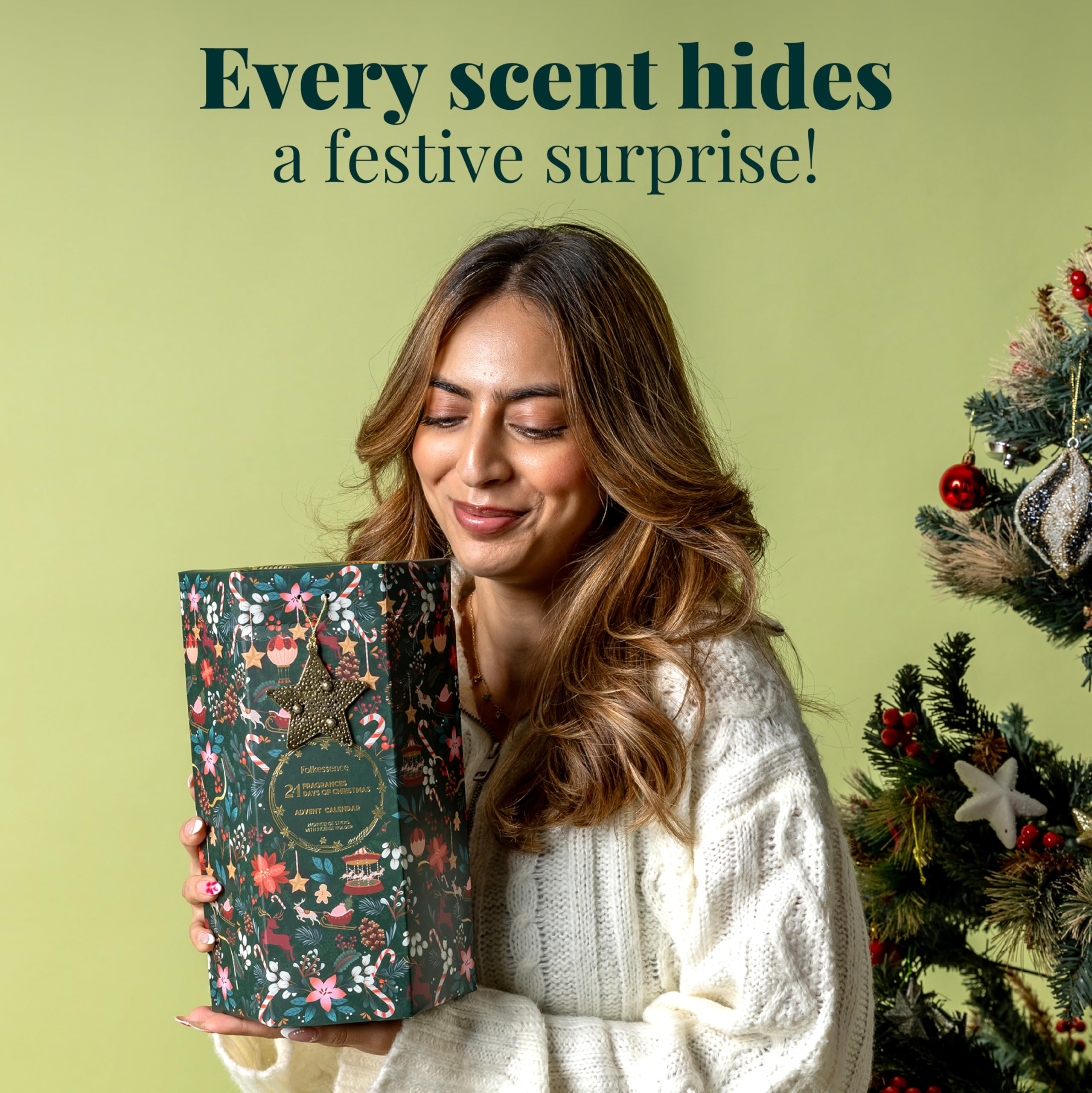 Folkulture Christmas Advent Calendar 2025 | Pack of 24 Organic Incense Sticks | Non-Toxic, Slow Burning Incense for Gifts | Xmas Gifts for Women | Holiday Scented Calendar