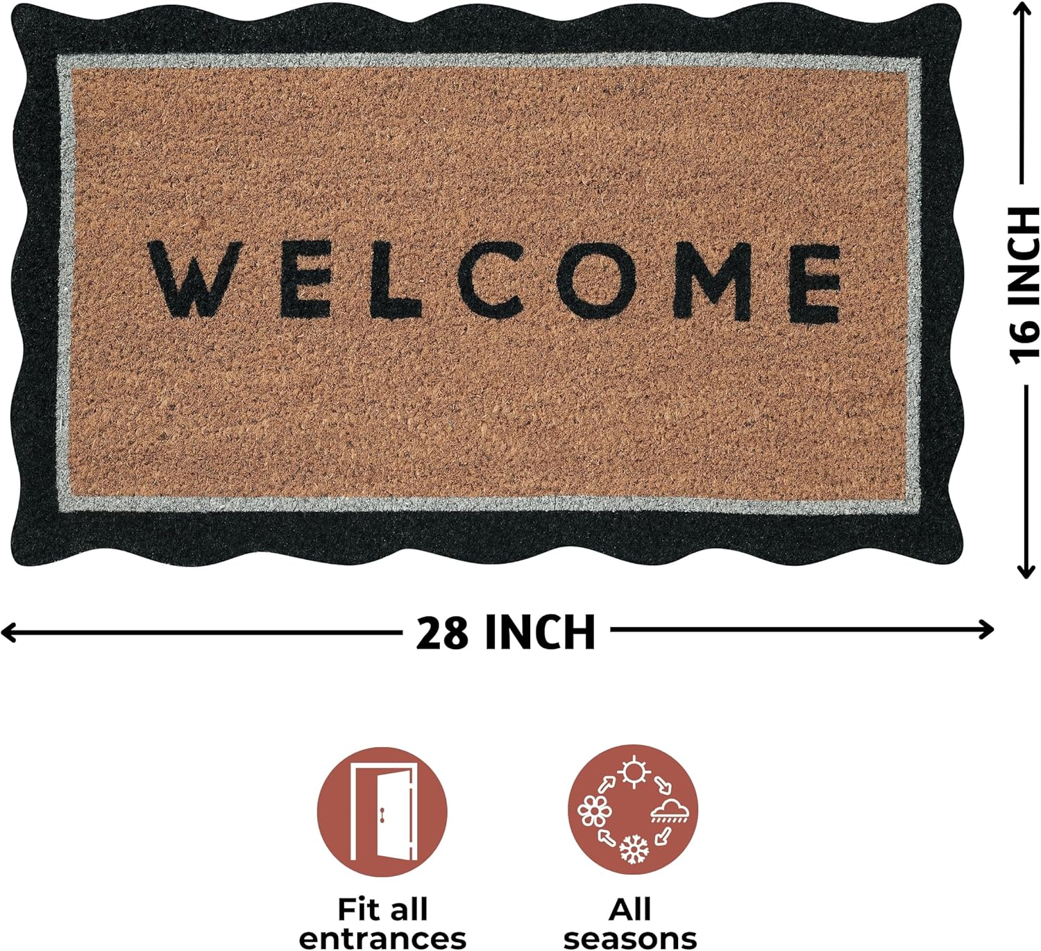 Folkulture - Coir Mats Scallop - Welcome - 16 x 28