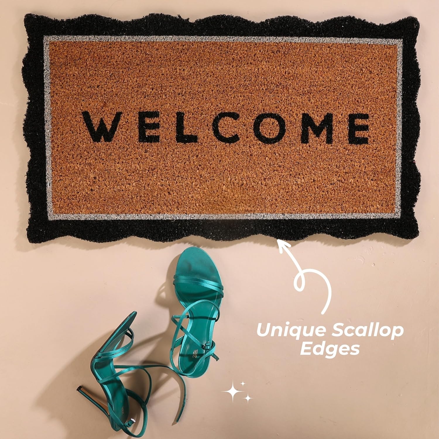 Folkulture - Coir Mats Scallop - Welcome - 16 x 28