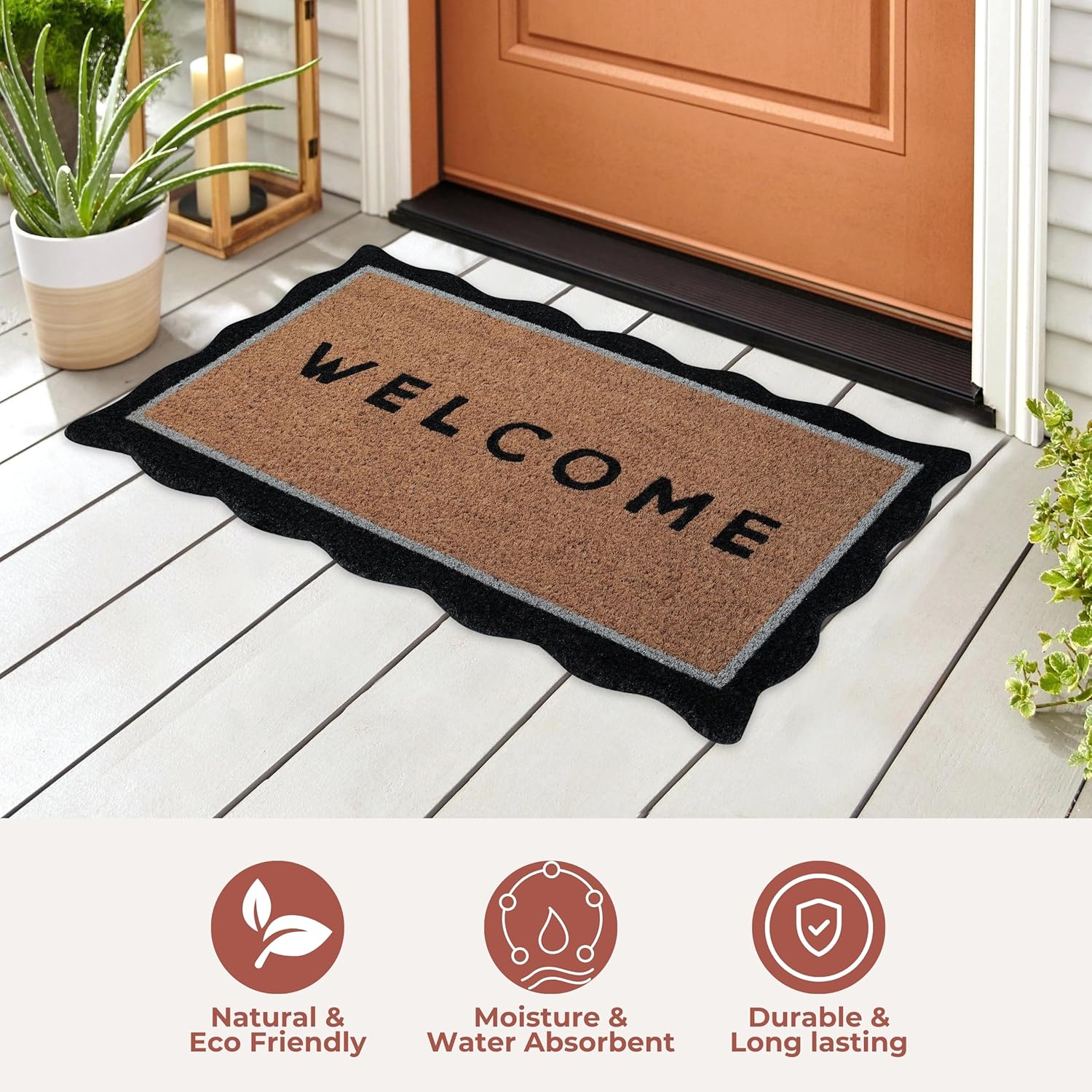 Folkulture - Coir Mats Scallop - Welcome - 16 x 28