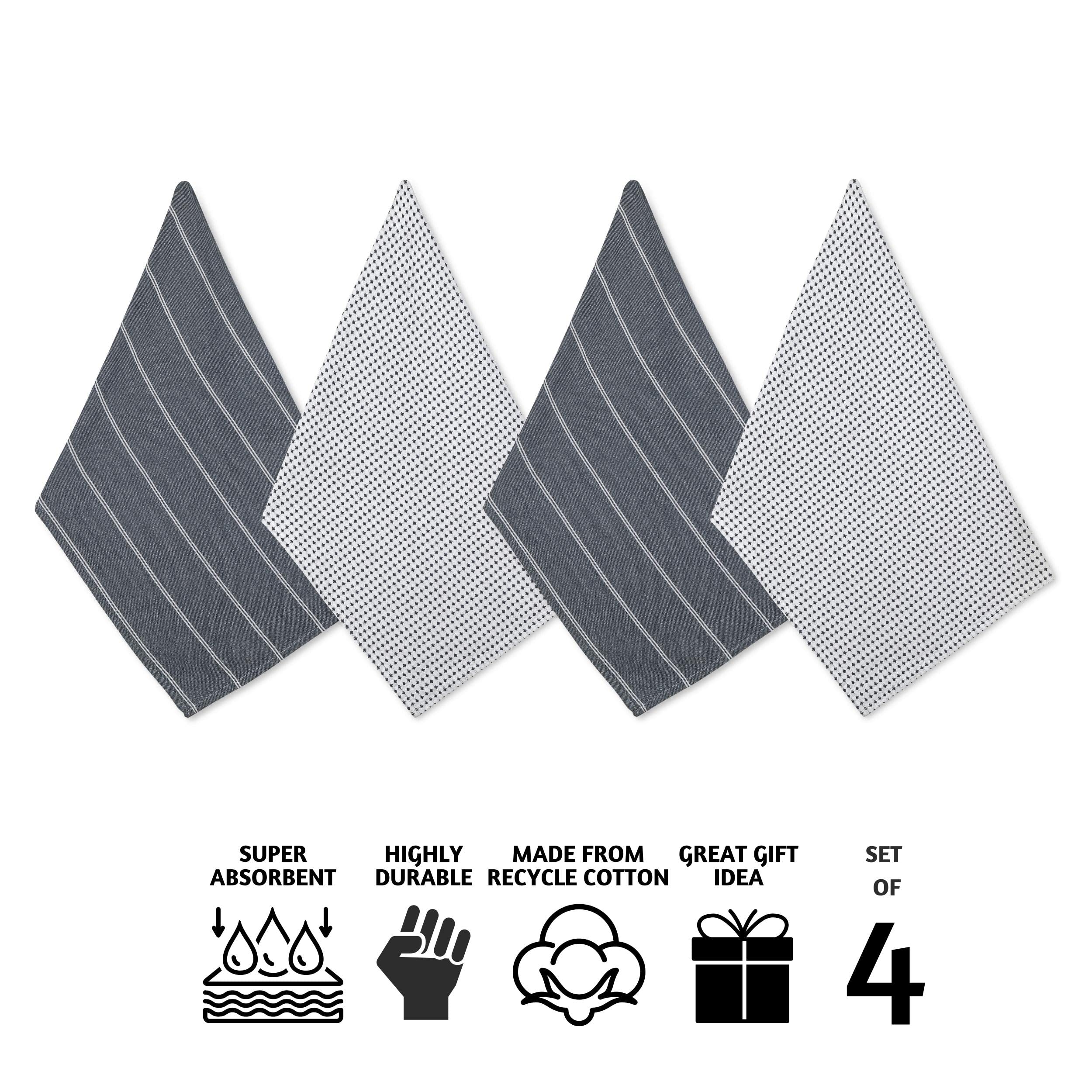 Folkulture 20" x 28" Set of 4 Kitchen Towel - Tuscany - Charcoal Gray