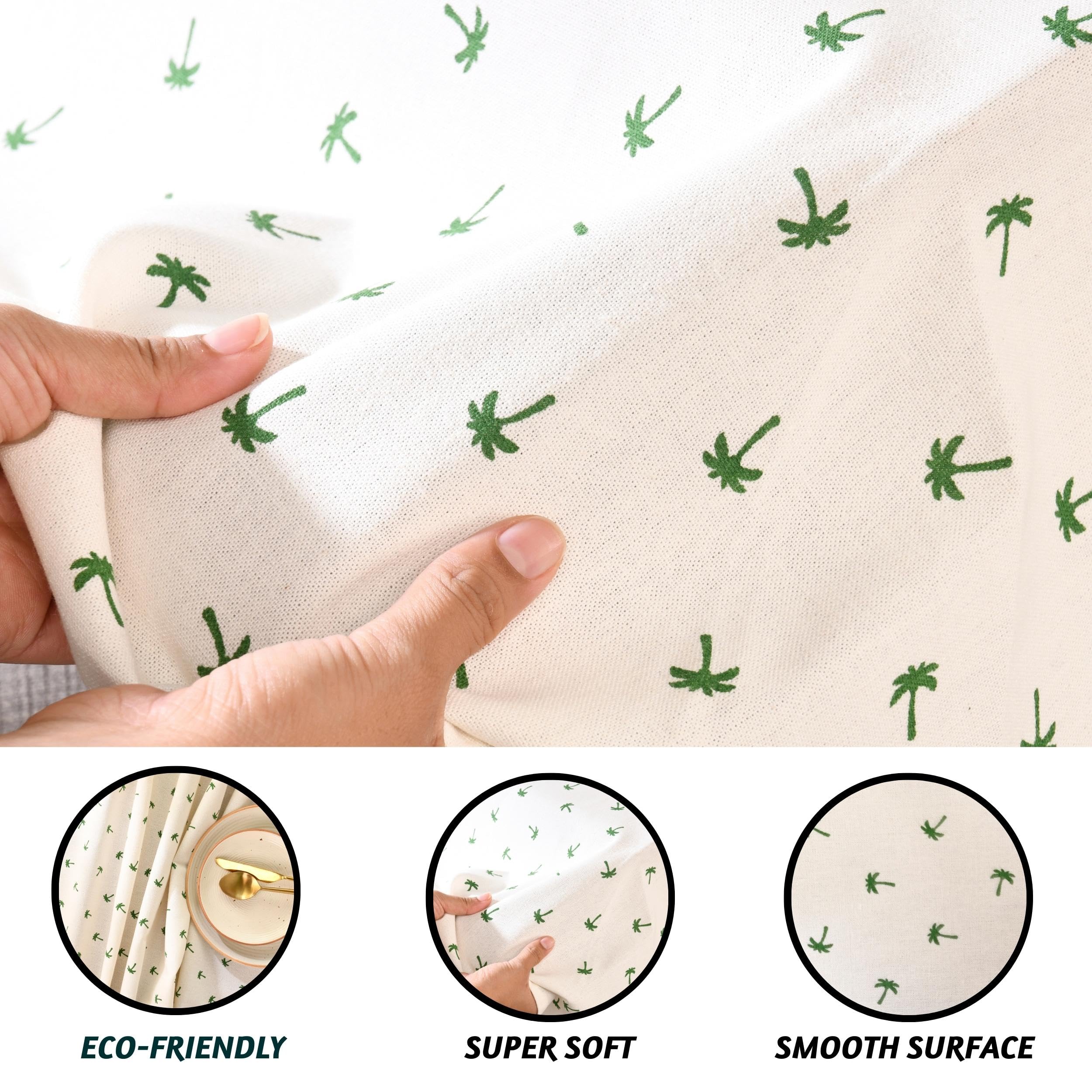 Folkulture Table Cloth 60 x 60, White Square Cotton Table Cover for Dining & Kitchen, Spring Tablecloth, Washable Outdoor Table Linen, Coco Escape
