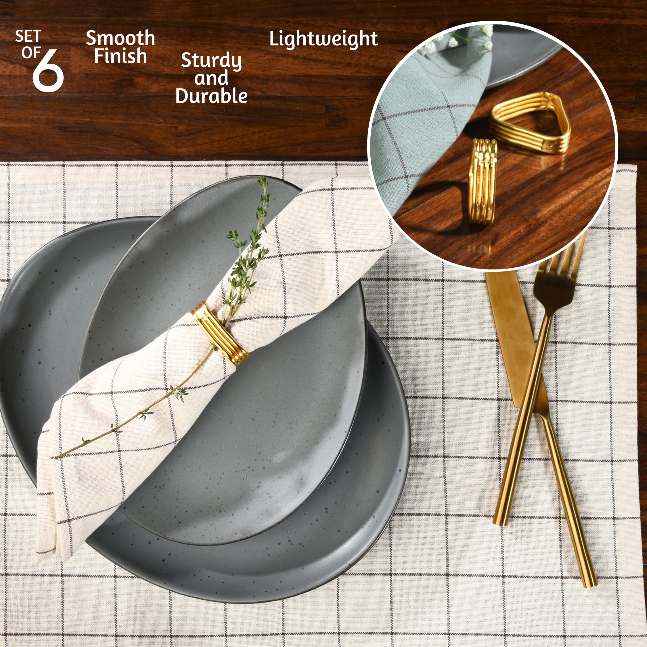Folkulture Set of 6 Gold Triangle Napkin Ring