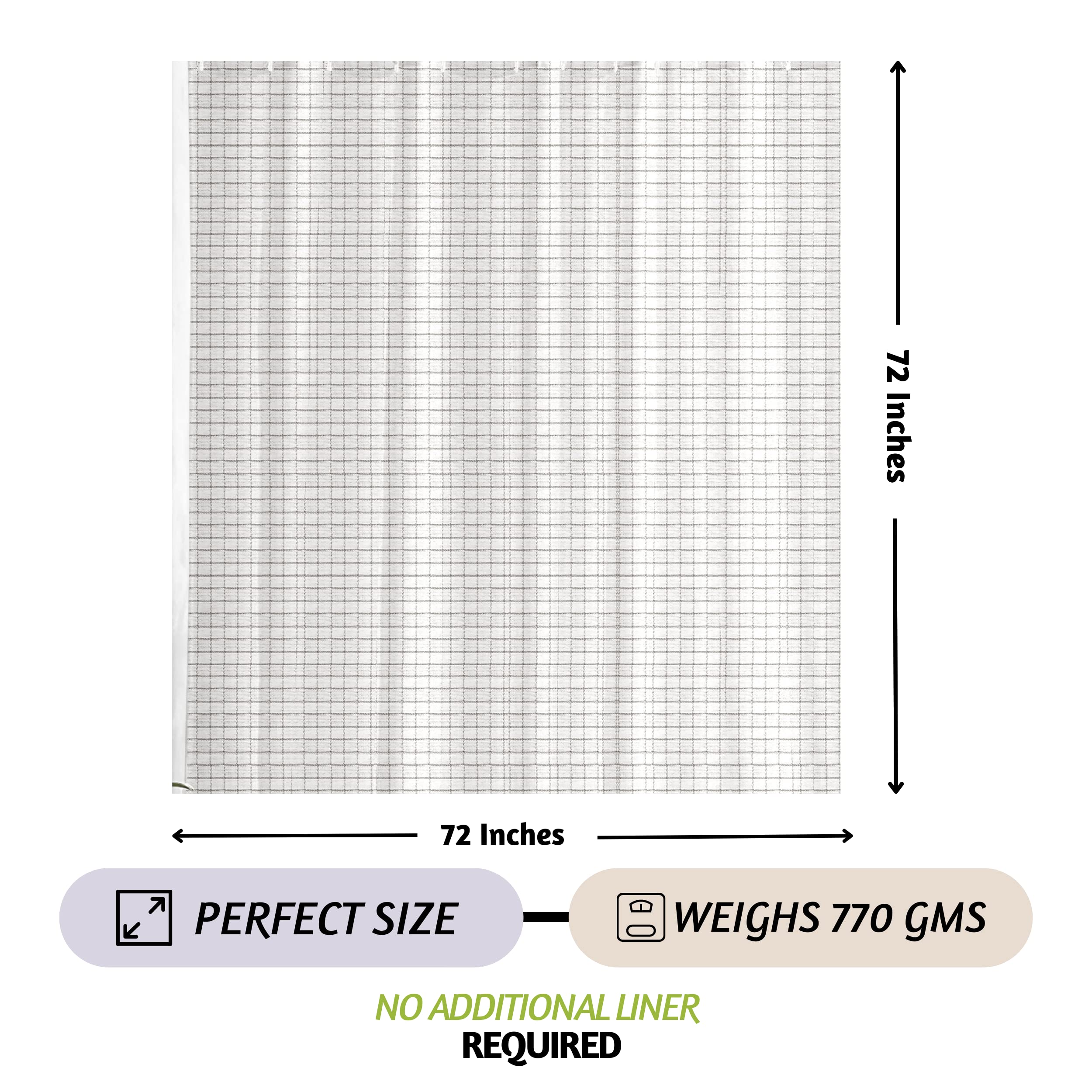 Folkulture Boho Shower Curtain 72" X 72" Water Repellent White Shower Curtain with Tassels, Grey Shower Curtains Recycled Cotton (Tulum Gray)